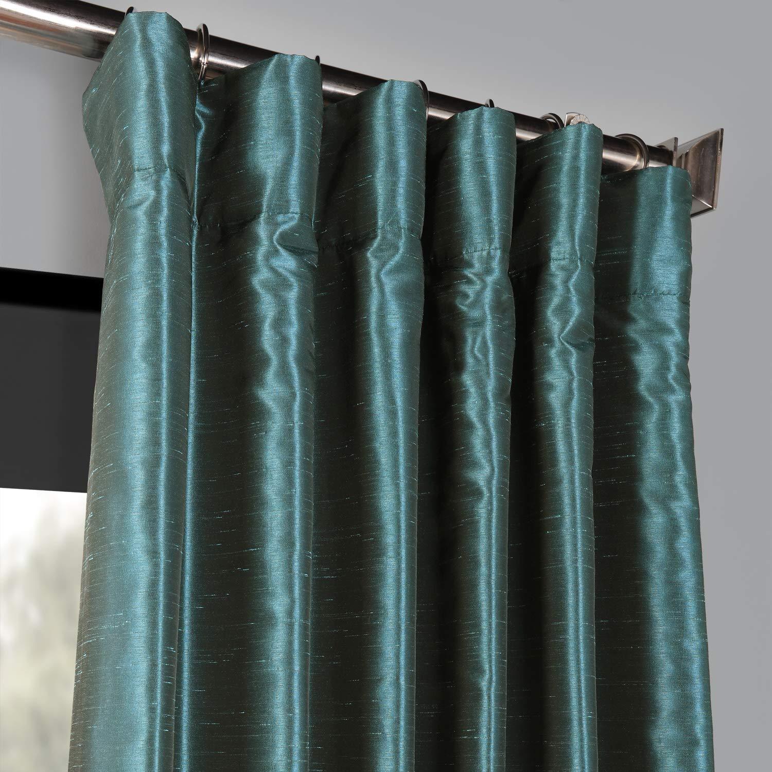 Half Price Drapes Peacock Dupioni Silk Room Darkening Curtains for Bedroom (1 Panel), 50WX 108L