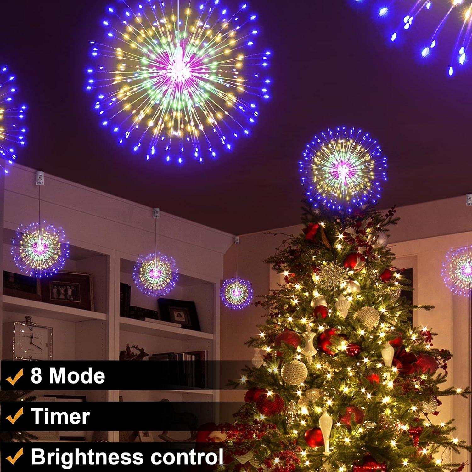 XYKA 200 LED Battery Operated Copper Wire Fairy Lights with Remote 8 Modes Deformable Star Sphere Hanging String Lights for Bedroom Christmas Wedding Patio Garden Timer Warm White Ceiling Decorations