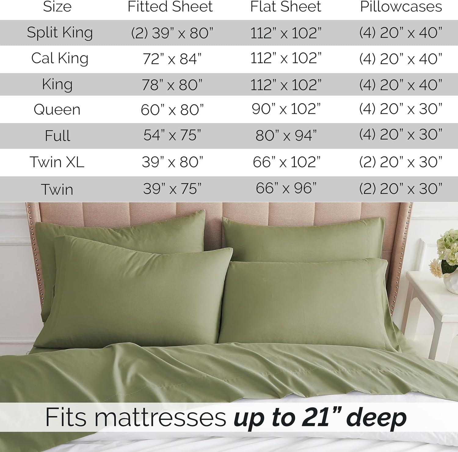 Sage Green Queen Microfiber Deep Pocket Sheet Set