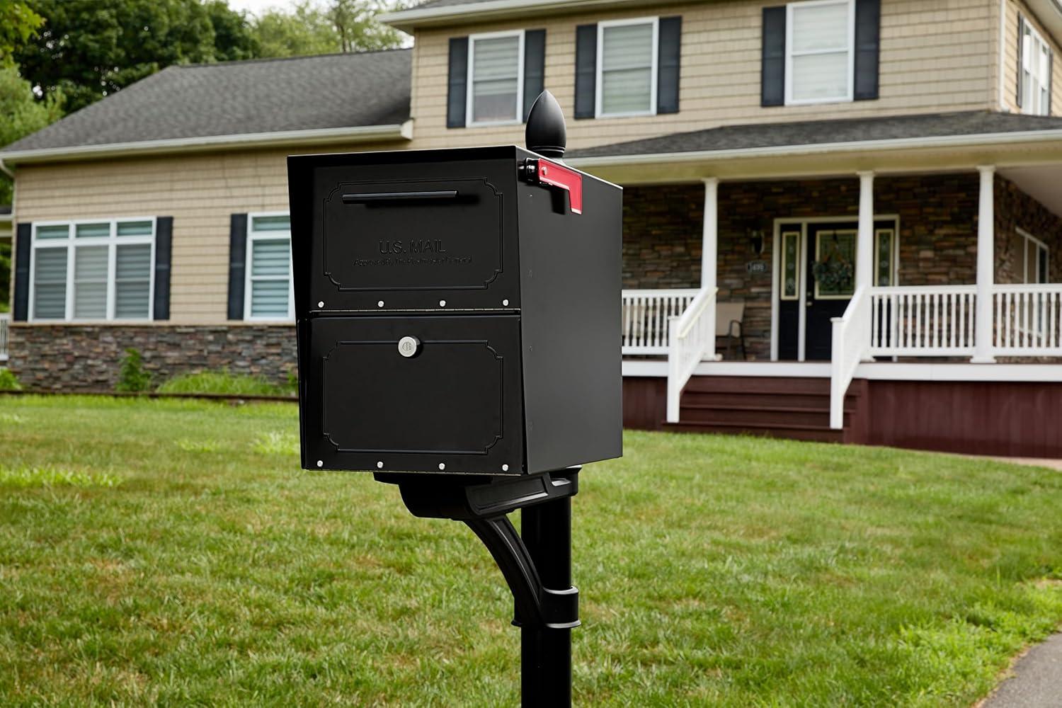 Architectural Mailboxes 620020B-10 Oasis TriBolt Post Mount Locking Mailbox - Black