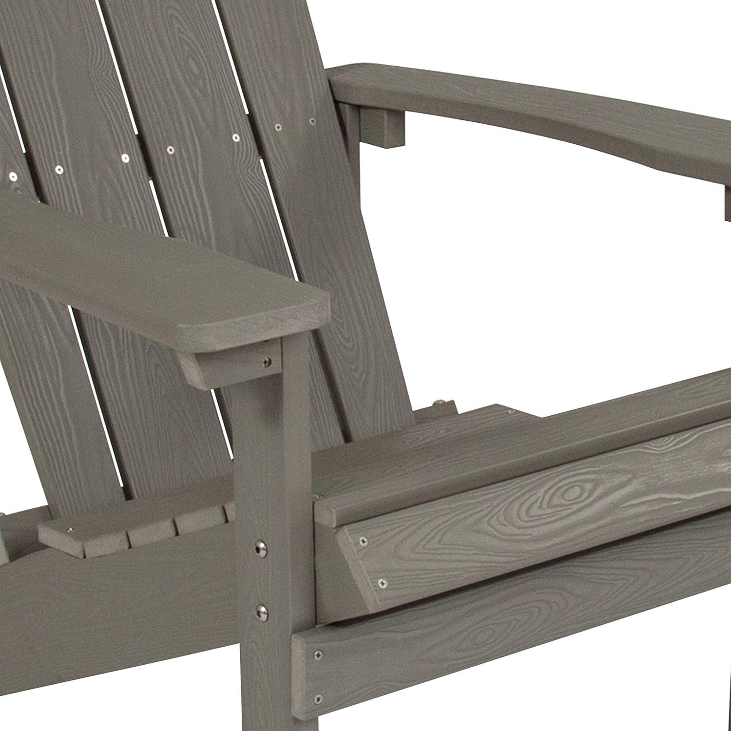 Flash Furniture Set of 4 Charlestown All-Weather Poly Resin Wood Adirondack Chairs in Gray