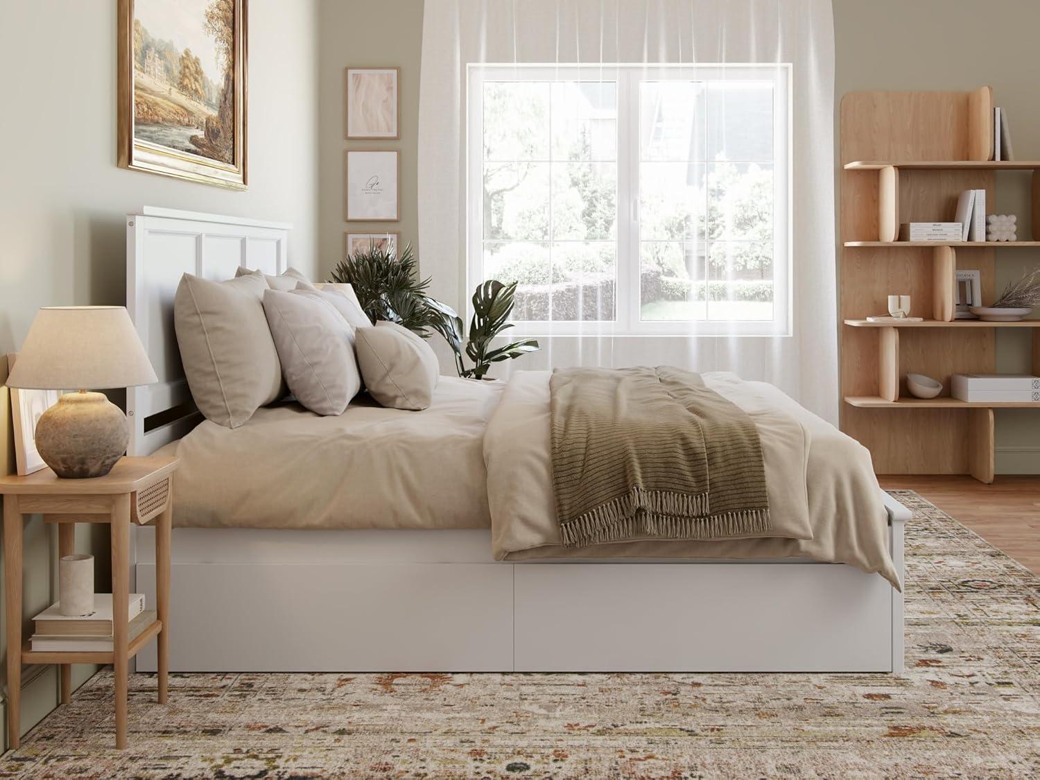 Solid Wood Platform Storage Bed