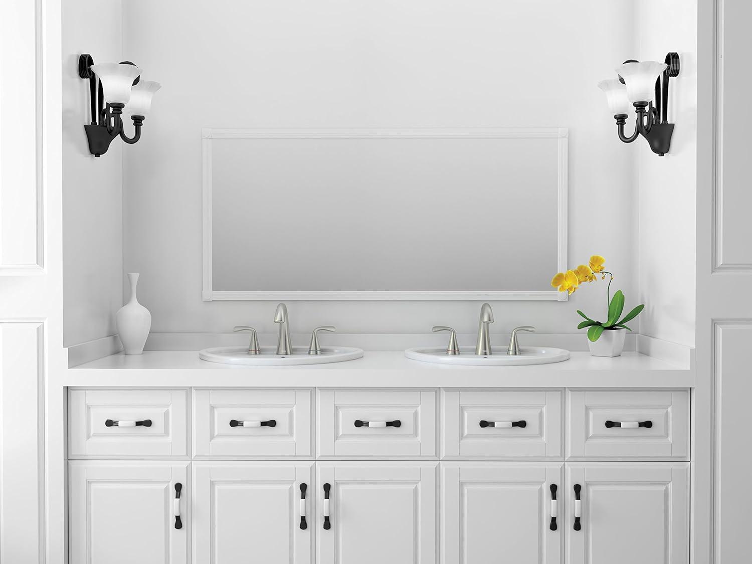 Fluent Satin Nickel Double Handle Widespread Bathroom Faucet
