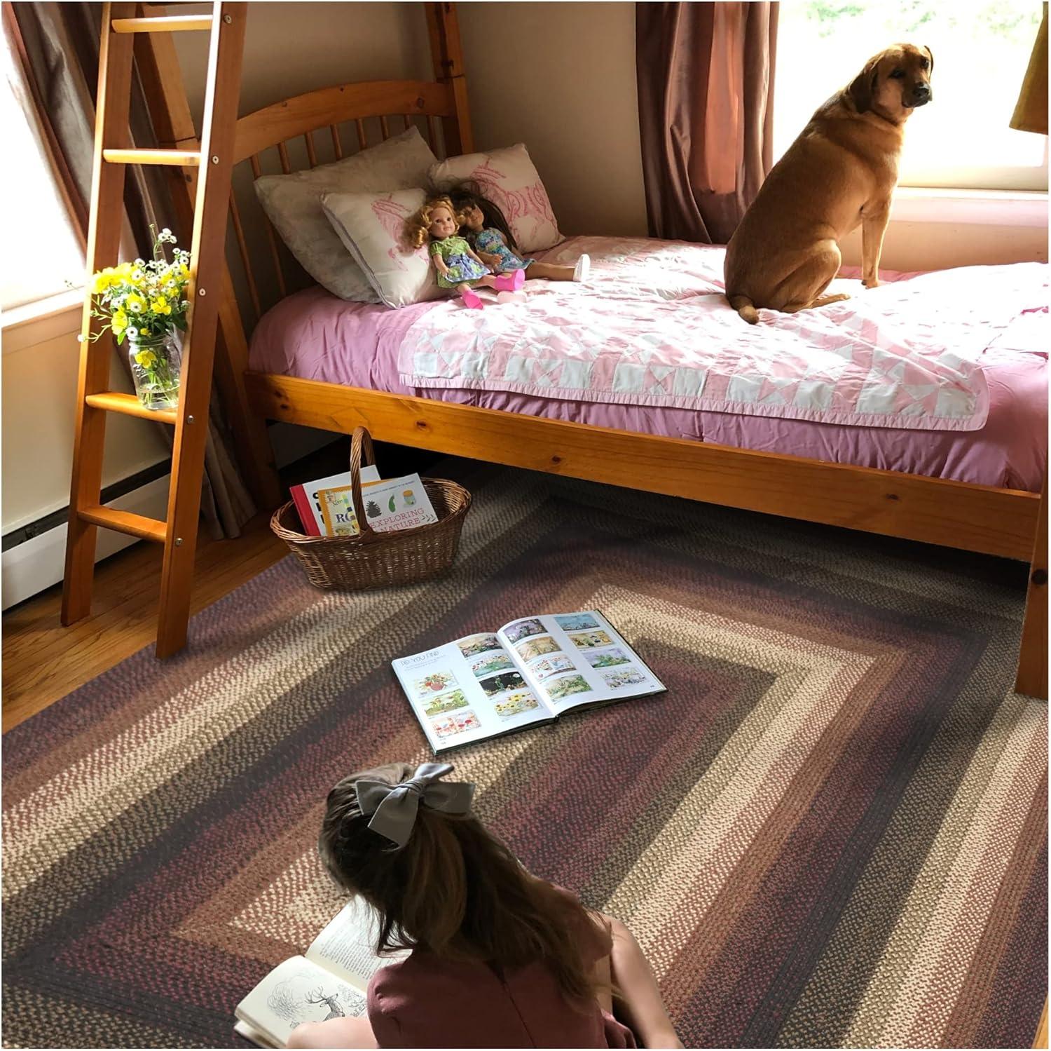 Homespice Midnight Moon Washable 8x10' Rug for Living Room, Bedroom Rug and Dining Room, Indoor-Outdoor Patio Rug Pet Friendly. Decor Style- Farmhouse Rug, Rustic, Country, Black Braided Rug