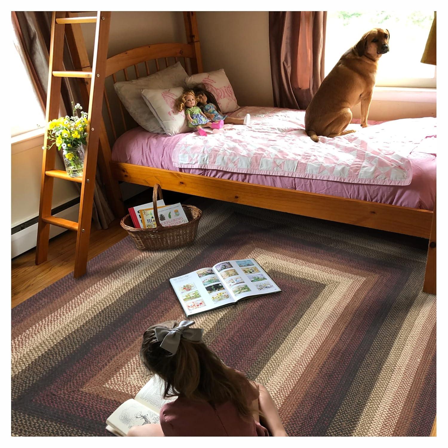 Homespice Midnight Moon Washable 8x10' Rug for Living Room, Bedroom Rug and Dining Room, Indoor-Outdoor Patio Rug Pet Friendly. Decor Style- Farmhouse Rug, Rustic, Country, Black Braided Rug