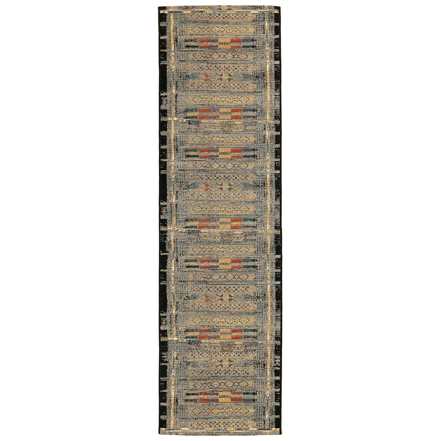 Liora Manne Marina Stripe Indoor/Outdoor Rug Black 1'11" x 7'6"