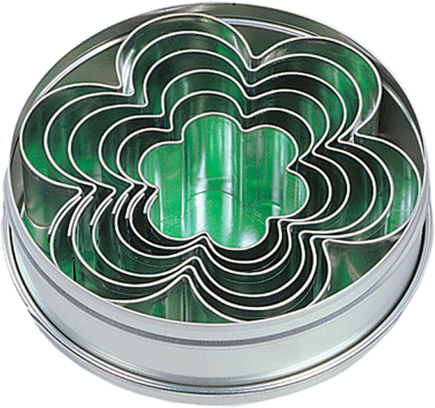 Stainless Steel Flower Cookie Cutter Set with Storage Tin