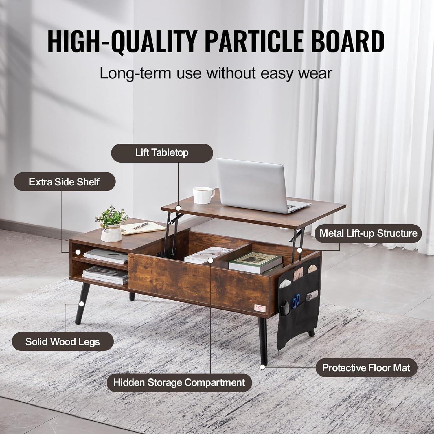 George Oliver George Oliver Lift Top Coffee Table 39.4 in Rectangle Coffee Table for Living Room Brown