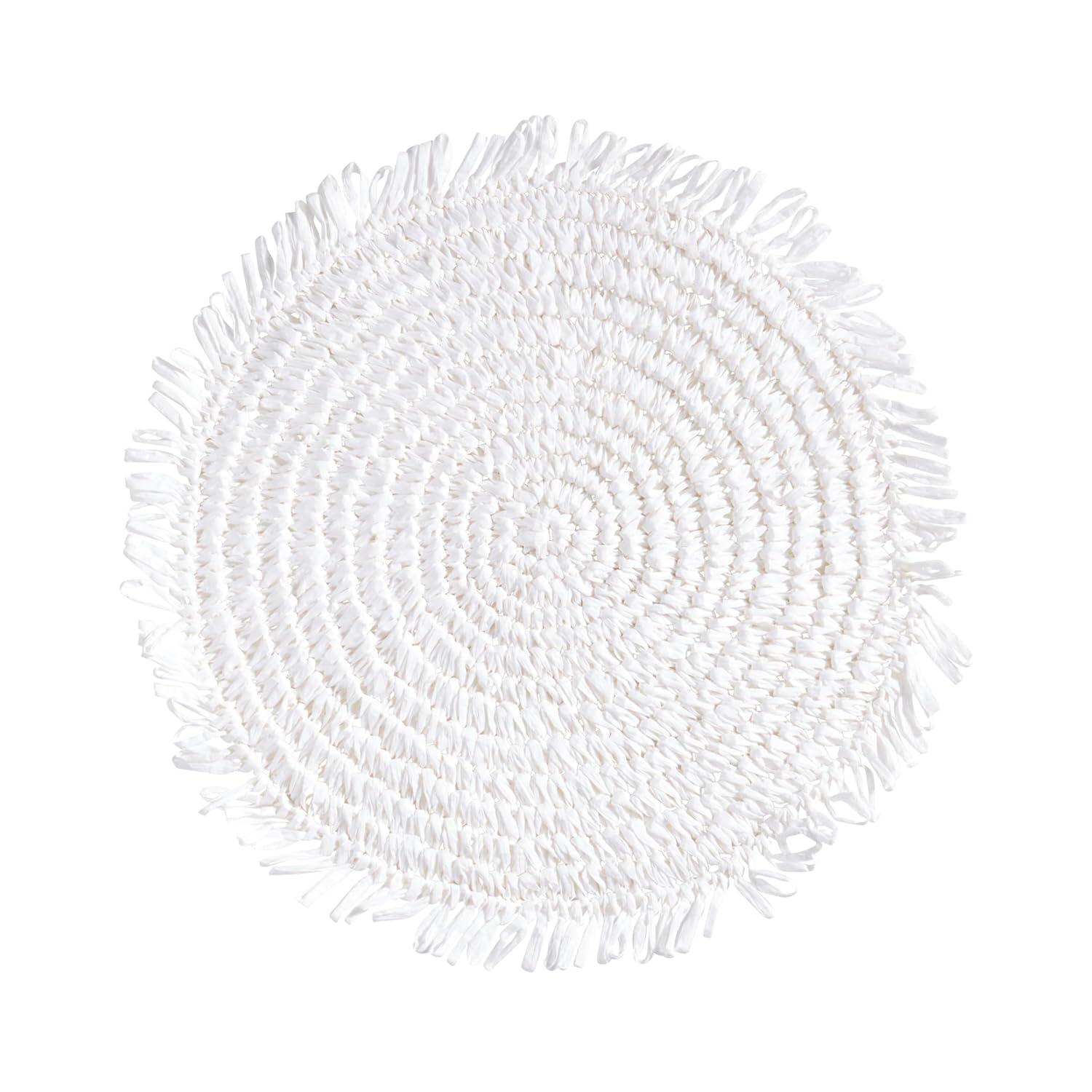 Kiri Collection 100% Paper Raffia No Pattern Round Placemat (Set of 4)