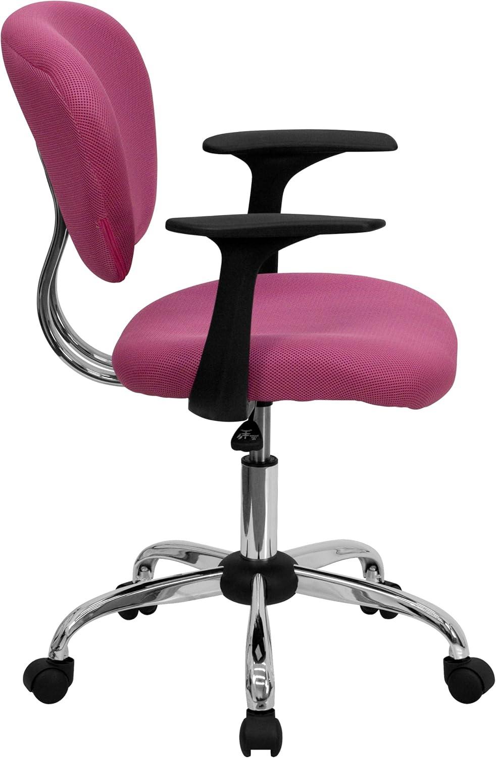 Swivel Mid-Back Pink Mesh Task Chair with Chrome Base