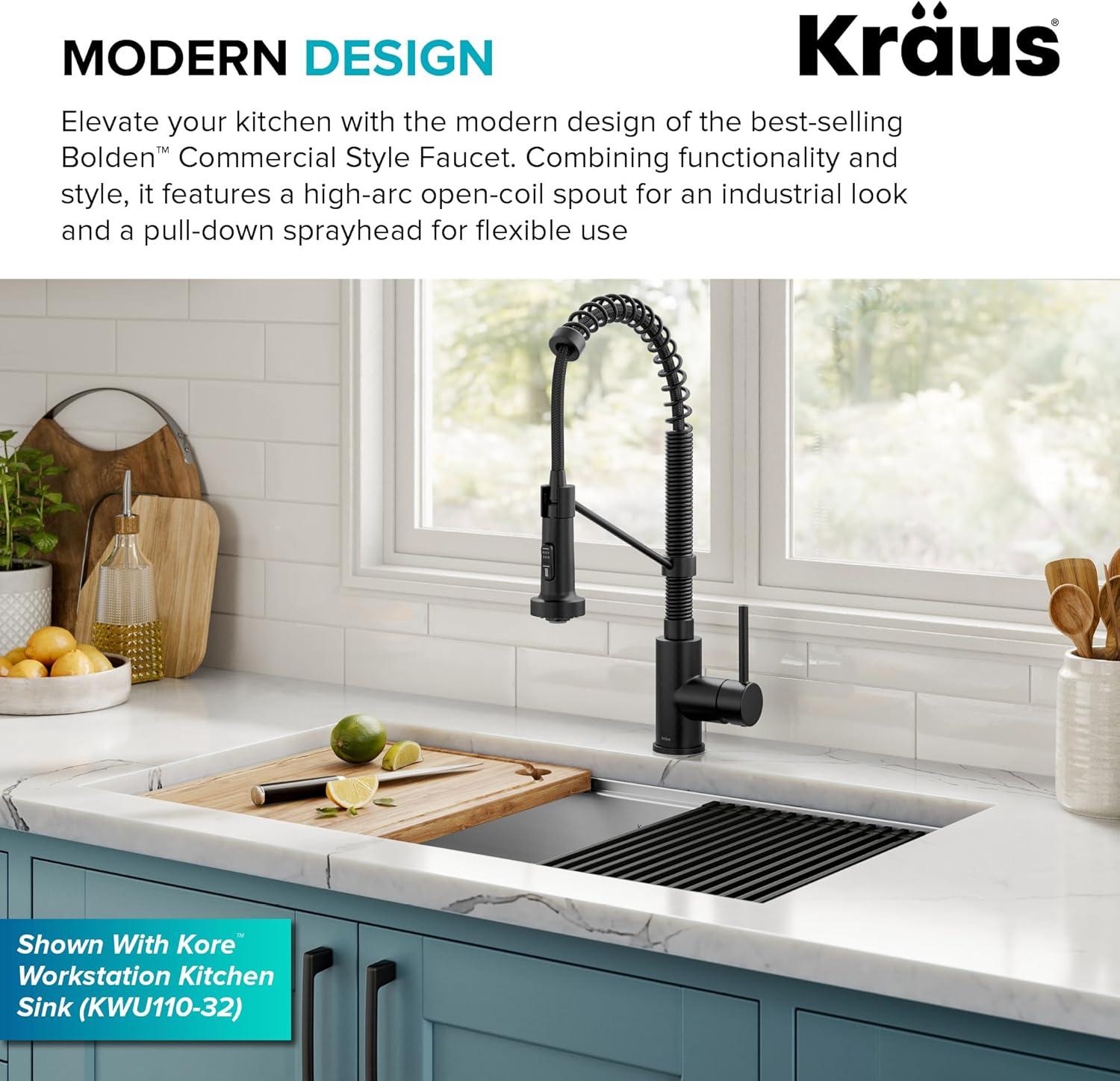 KRAUS Bolden Commercial Style 2-Function Single Handle Pull Down Kitchen Faucet