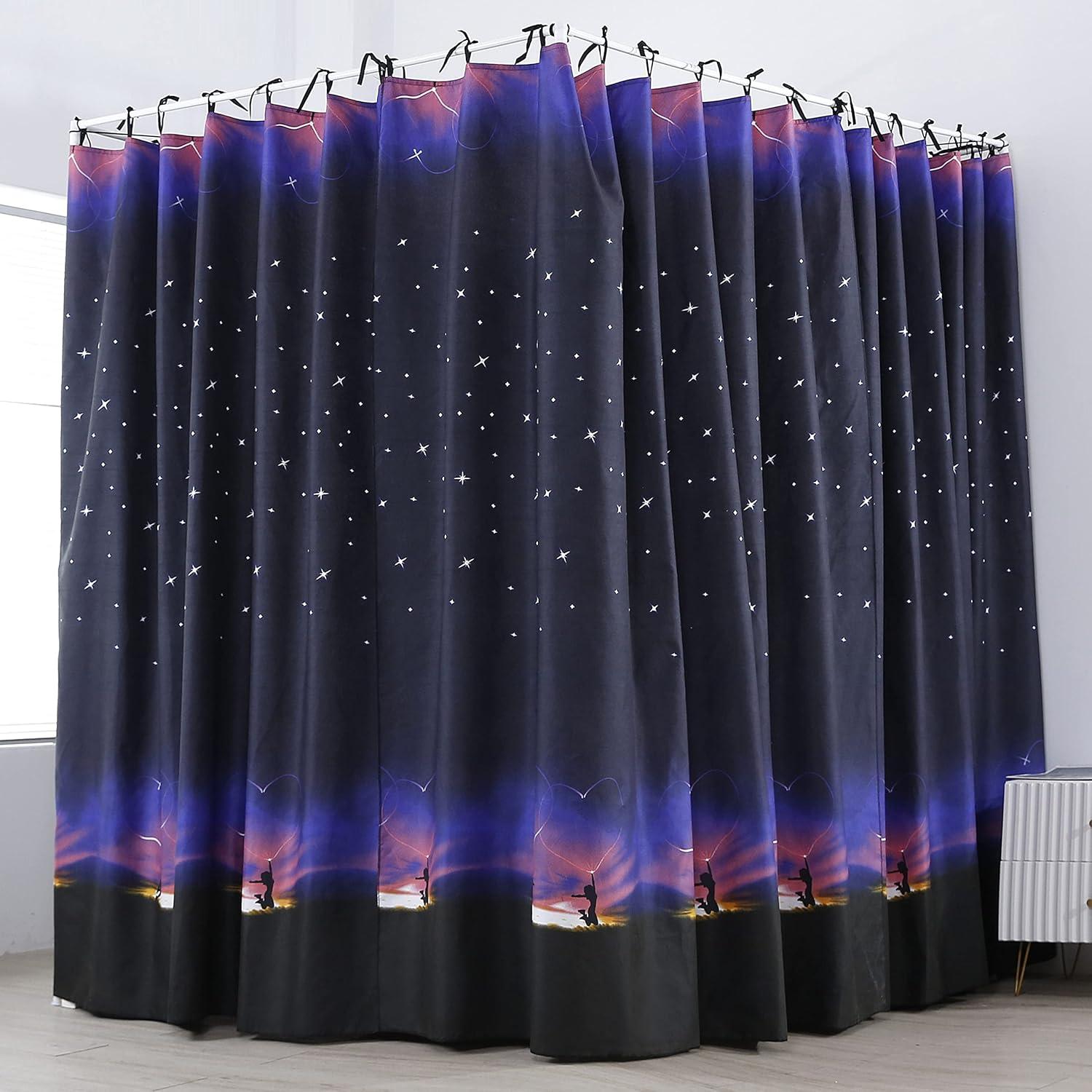 Galaxy Star Black Four Corner Post Bed Canopy for Queen