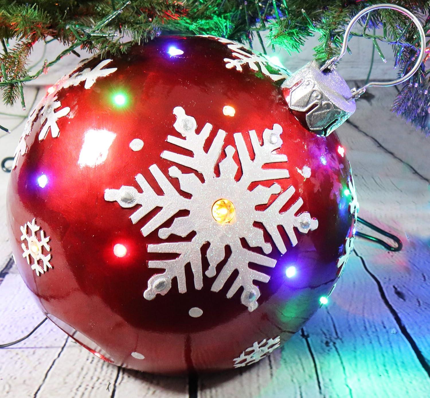 Fraser Hill Farm Indoor/Outdoor Oversized Christmas Décor, LED Lights, Ornament in Red, 7.70 lbs.