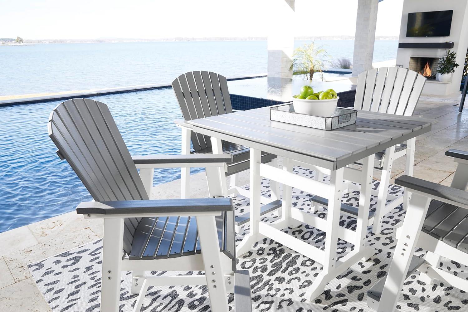 Ashley Furniture Transville Outdoor Plastic Dining Table in Gray and White