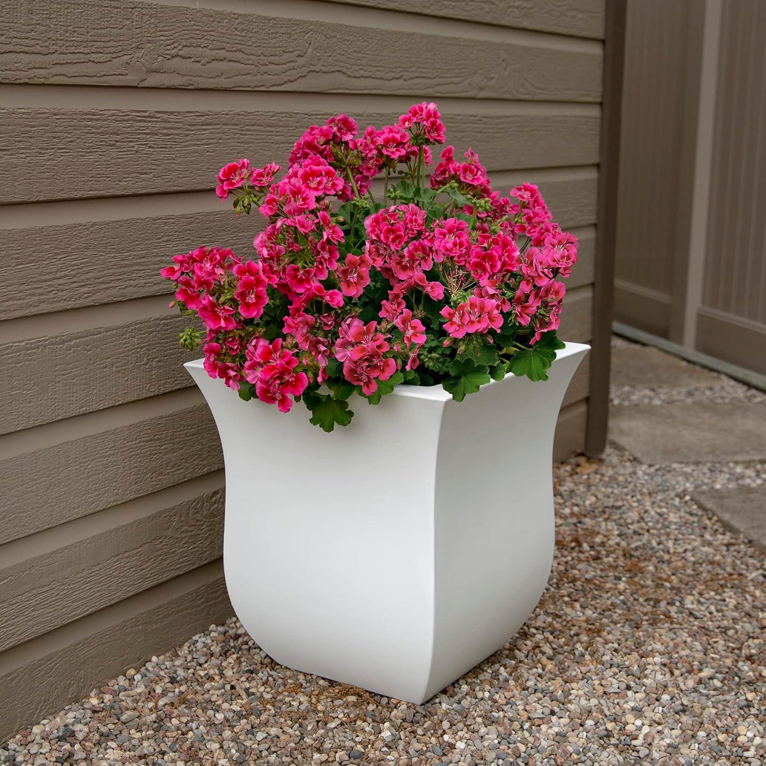Mayne Valencia 16" x 16" x 18" Square Polyethylene Planter - White