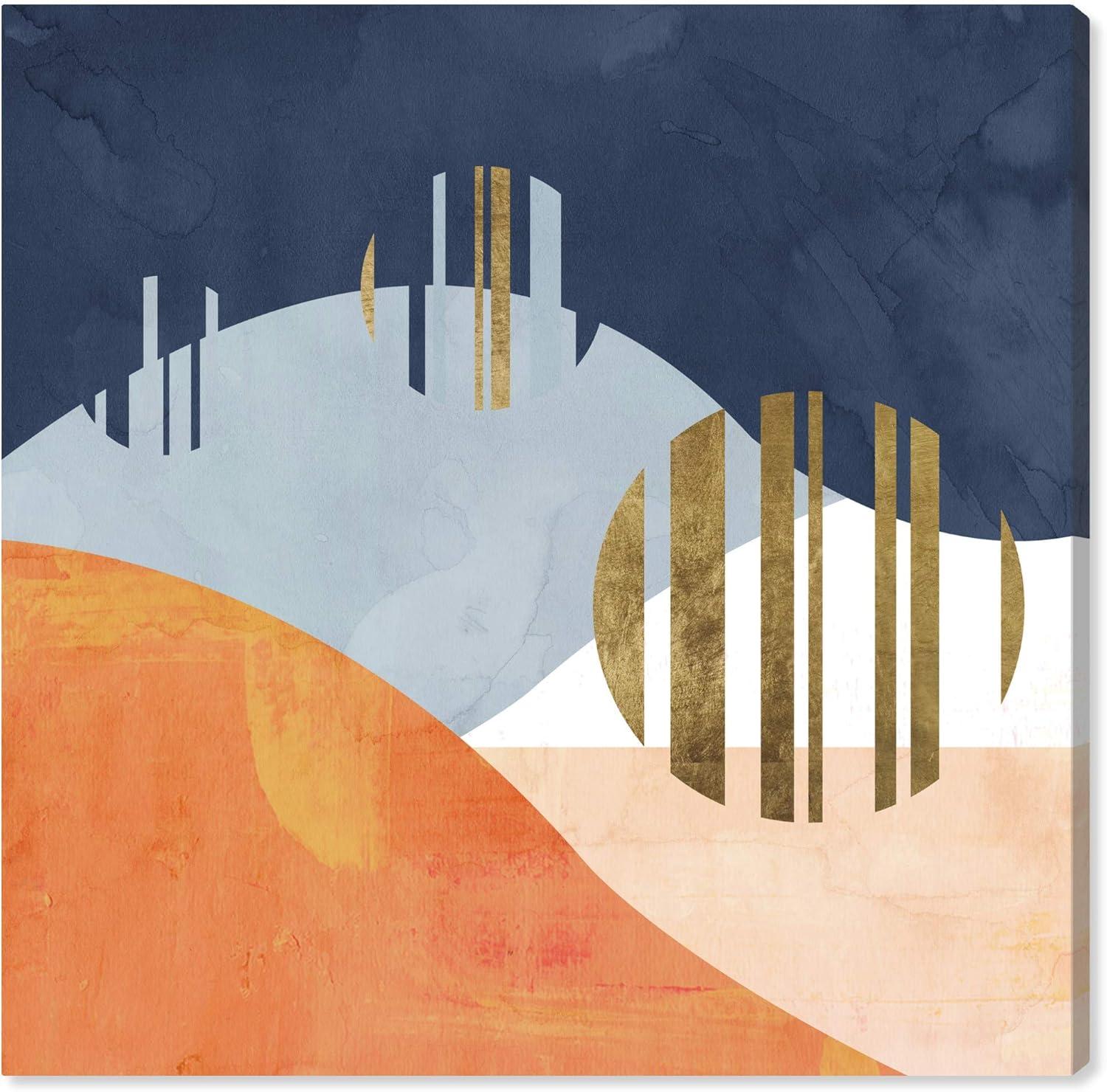 The Desert Night Abstract Blue and Orange Canvas Print