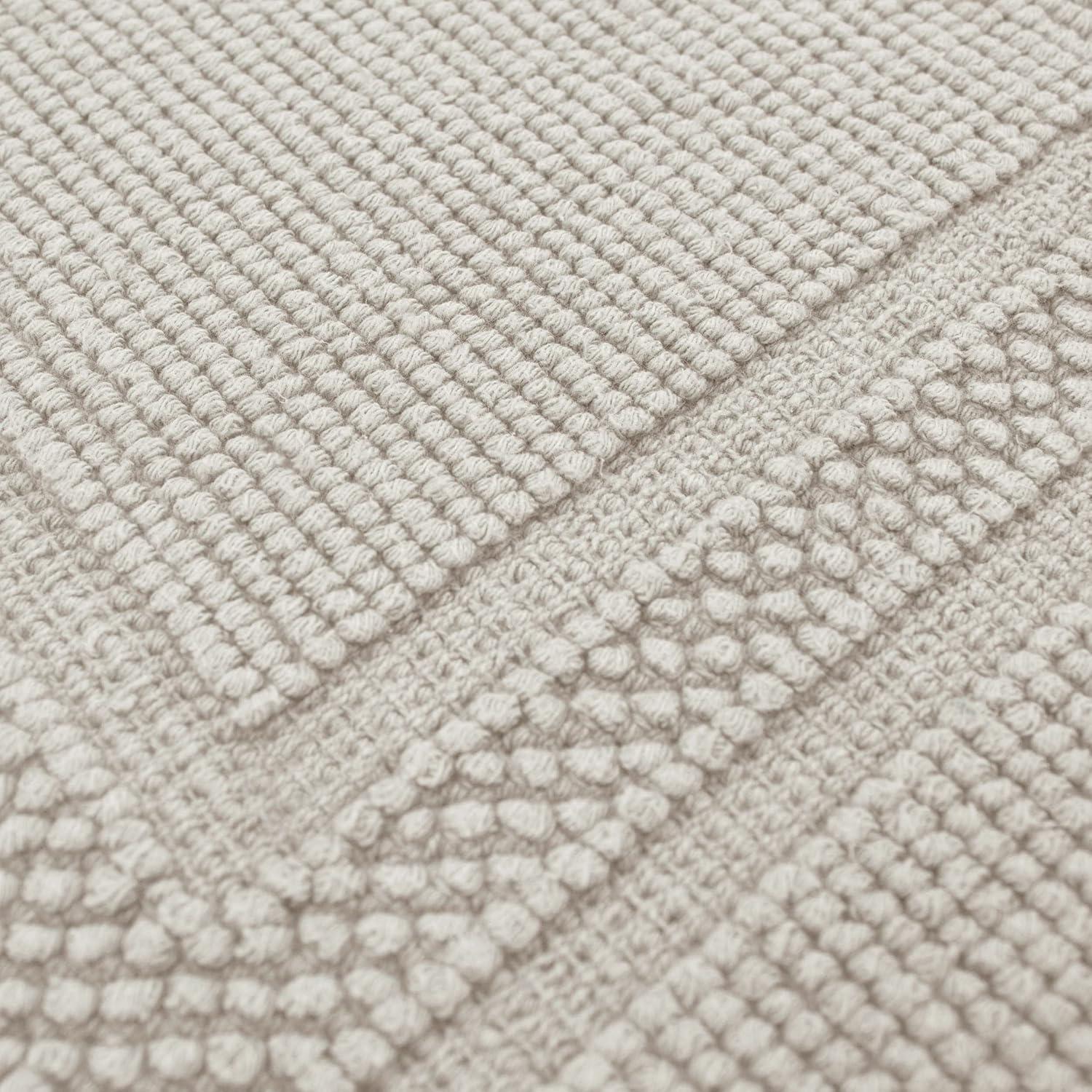 Jean Pierre Cotton Stonewash Racetrack 2-Piece Bath Rug Set, Lt Gray