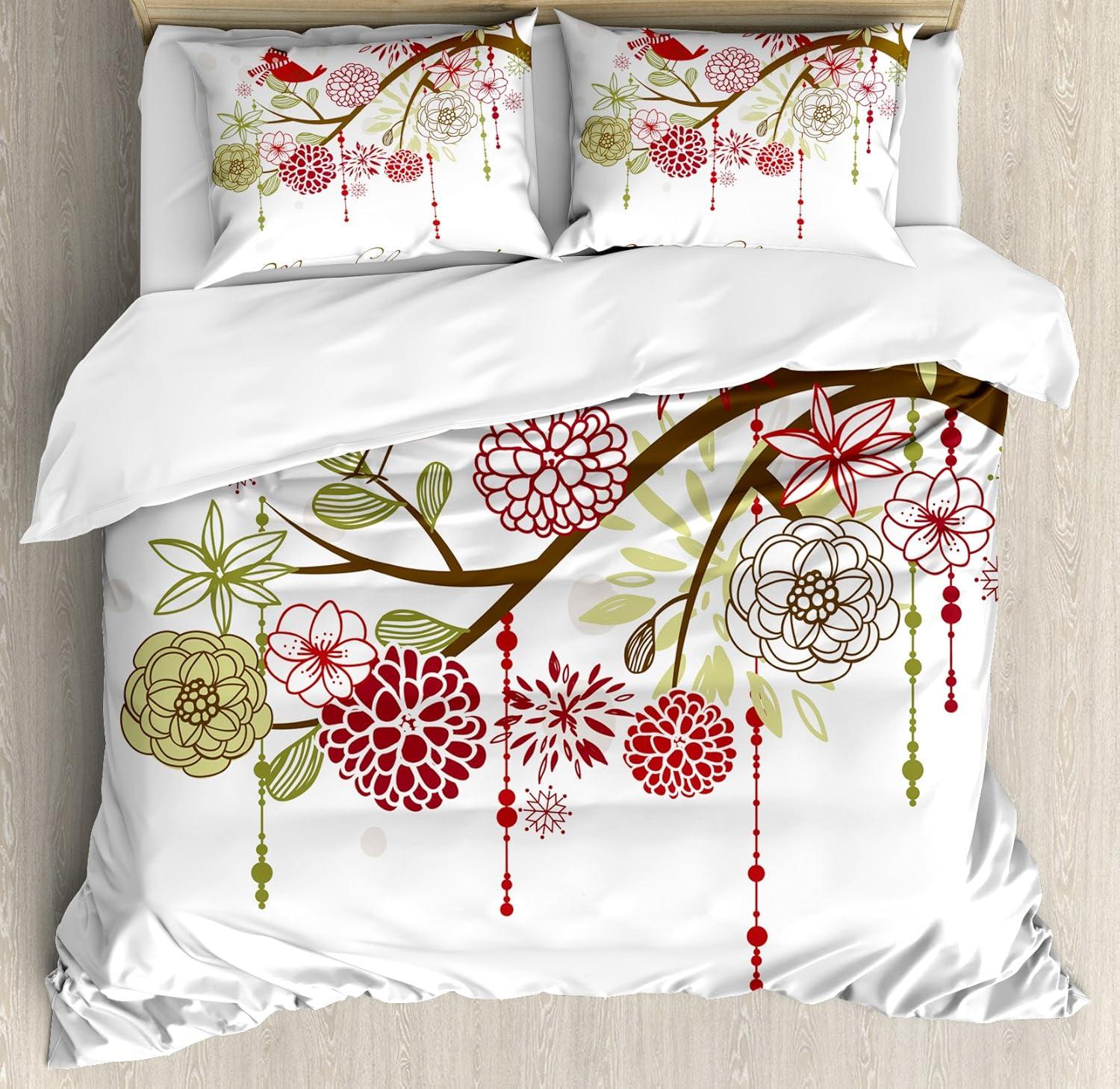 Christmas Farmhouse / Country Floral Duvet Cover Set