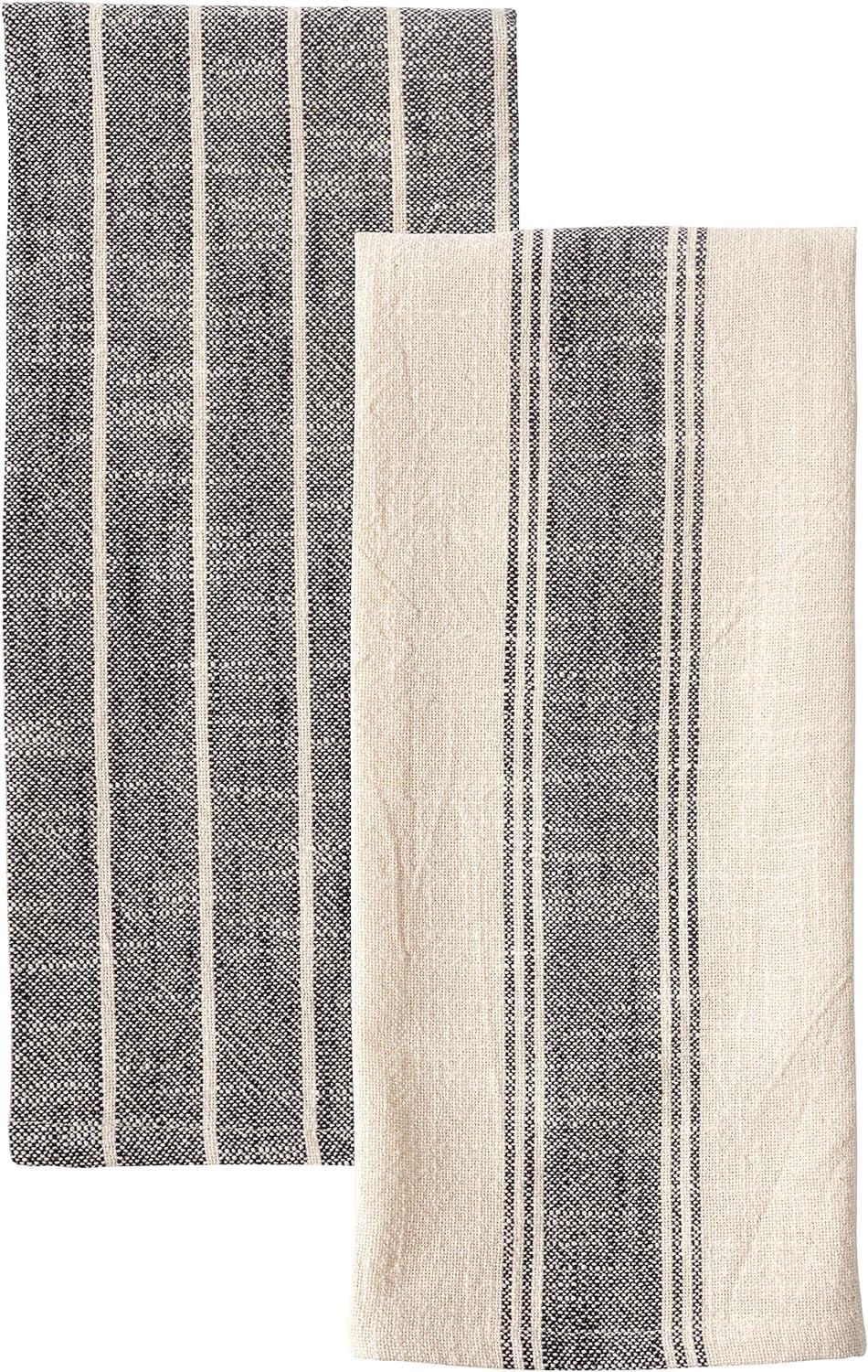 KAF Home Firenze Set of 4 Natural Rustic Slubbed Kitchen Towels, 18" x 28"