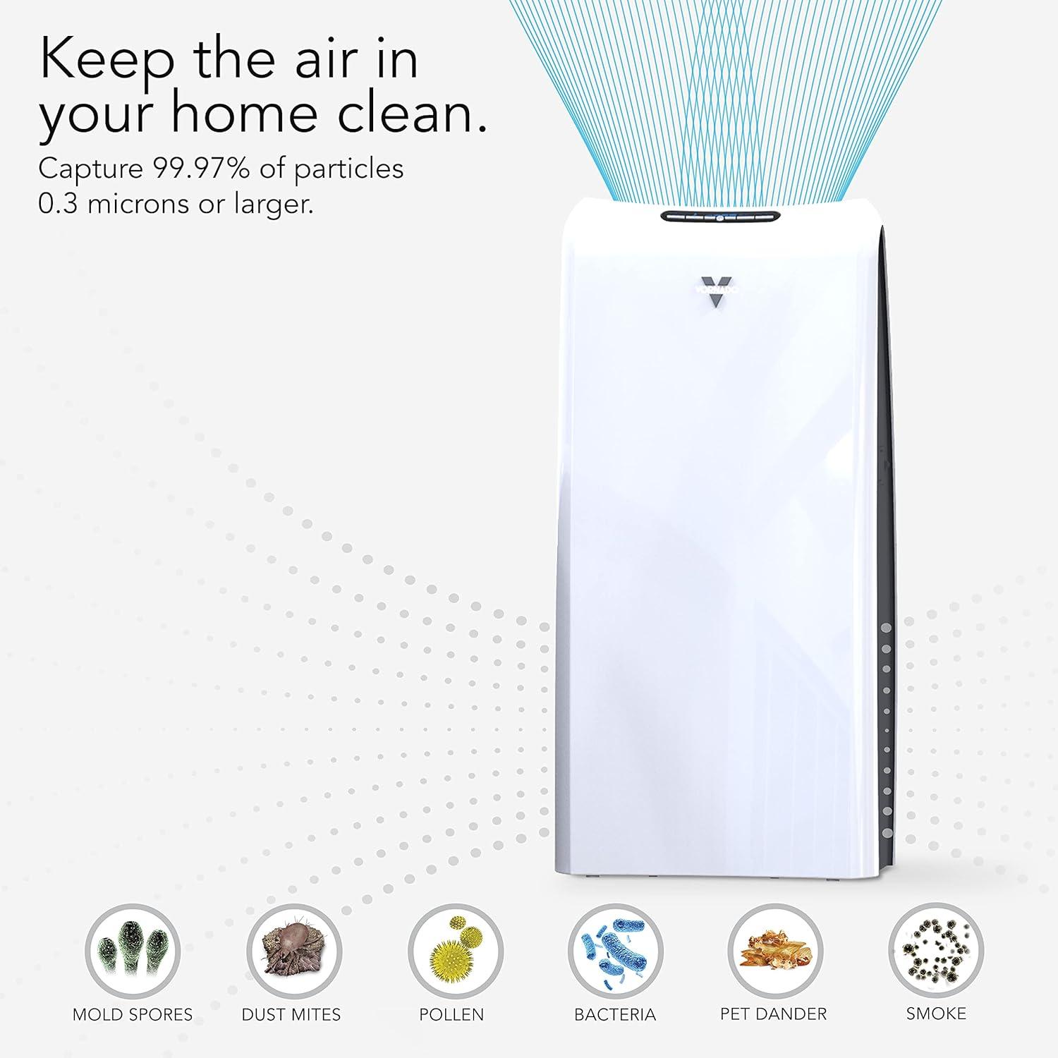 Vornado AC550 Whole Room True HEPA Air Purifier White: 4 Settings, Quiet, Easy Filter Change, 300-500 sq. ft. Coverage