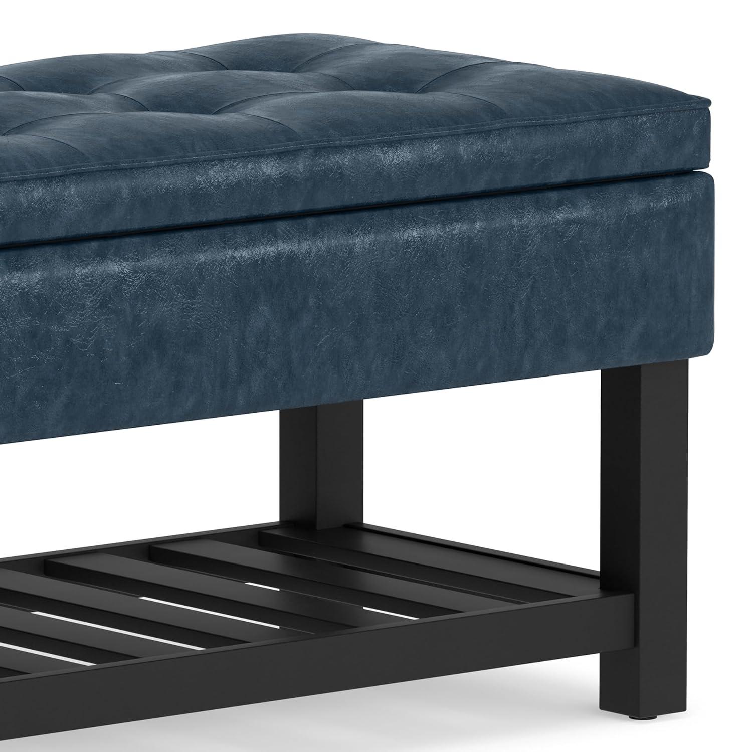 Simpli Home Cosmopolitan 44"W Transitional Tufted Storage Ottoman Bench with Lift Top