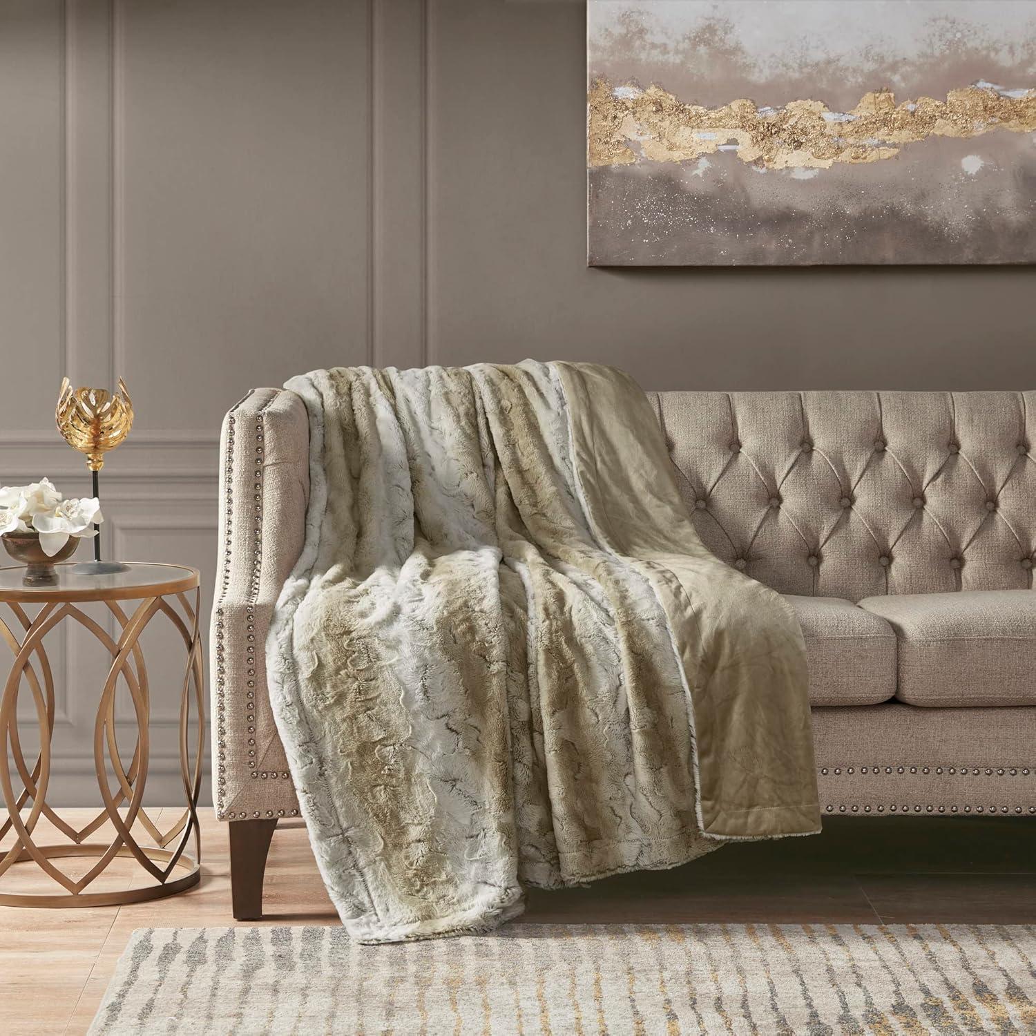 60"x70" Oversized Marselle Faux Fur Throw Blanket - Madison Park