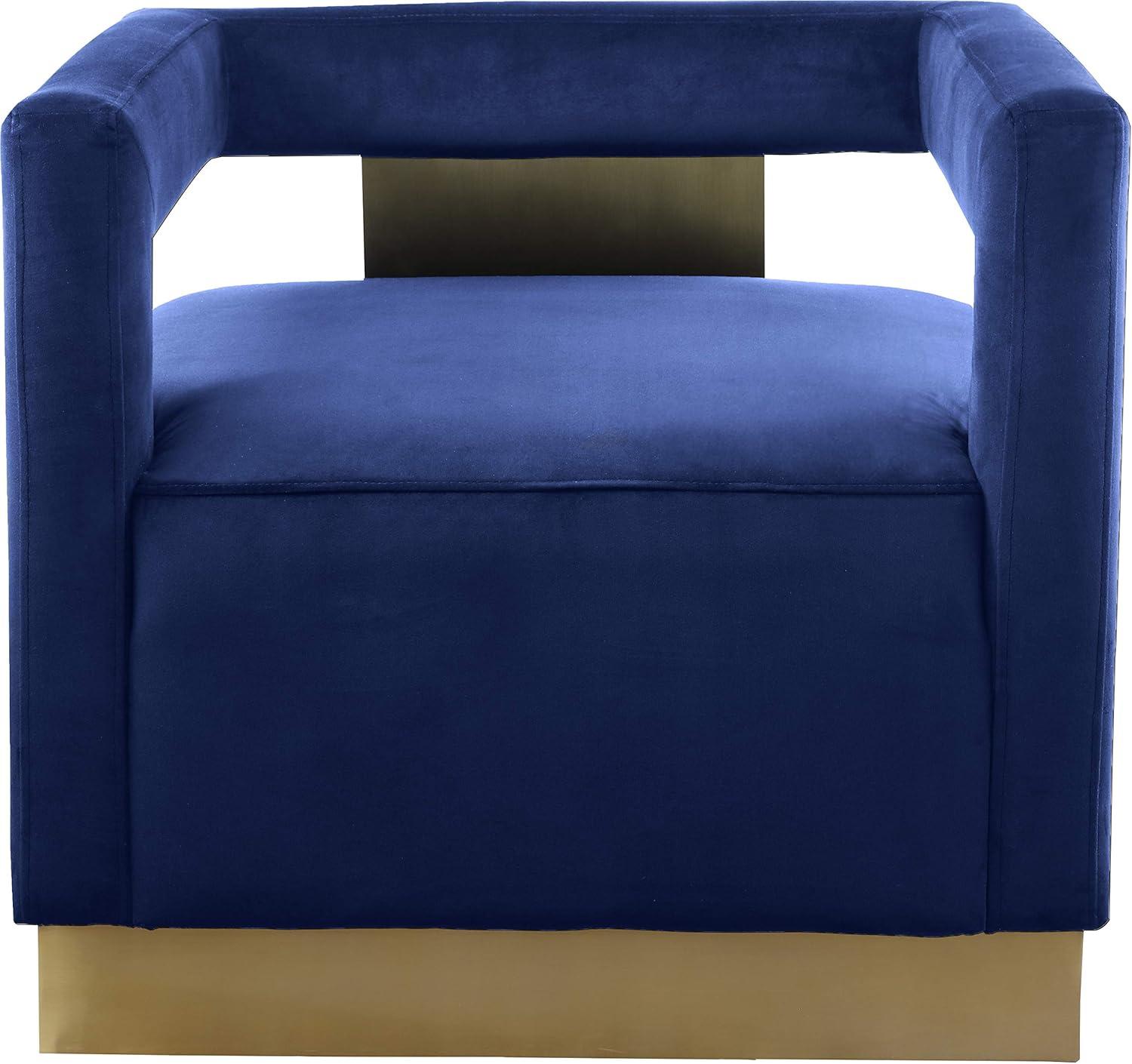 Meridian Furniture Armani 18.5"H Velvet Accent Chair in Navy and Gold