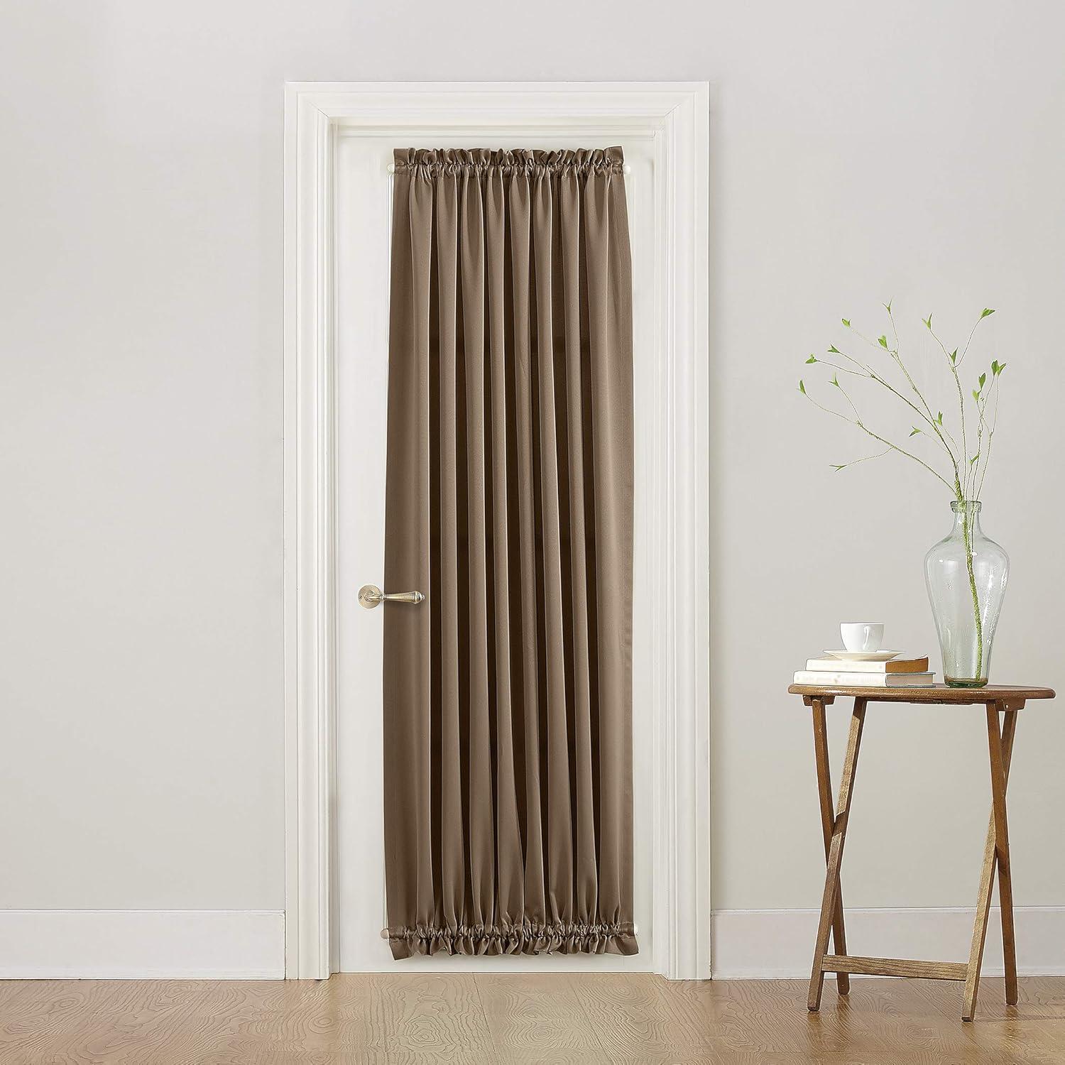 Mocha Room-Darkening Rod Pocket Door Curtain Panel