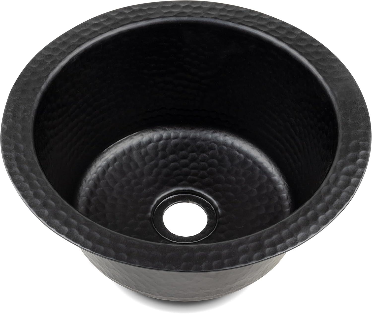 Monarch Abode 19196 Aluminum Hand Hammered Essex Dual Mount Single Bowl Bar Prep Sink 12", Black