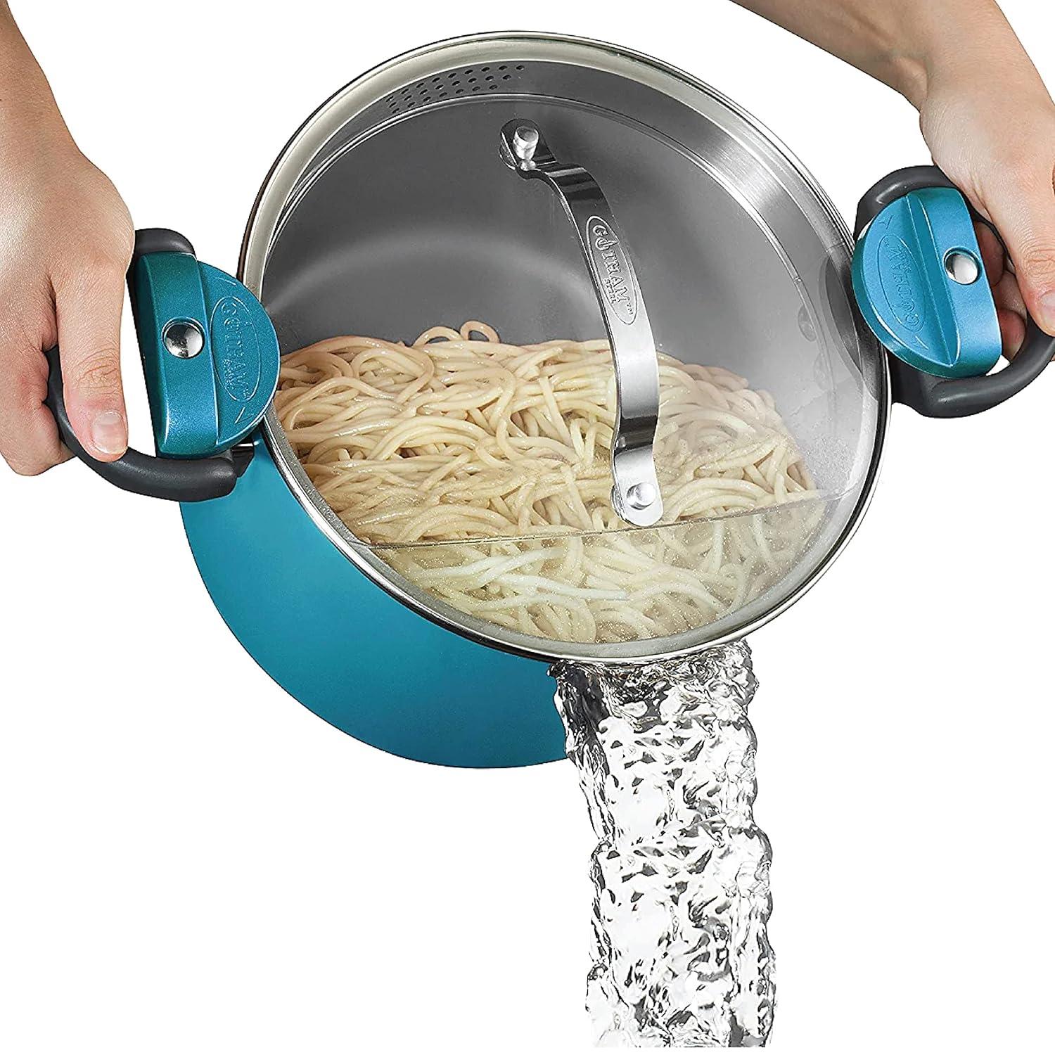 Gotham Steel Gotham Steel Stock Multipurpose Pasta Pot with Strainer Lid & Twist and Lock Handles