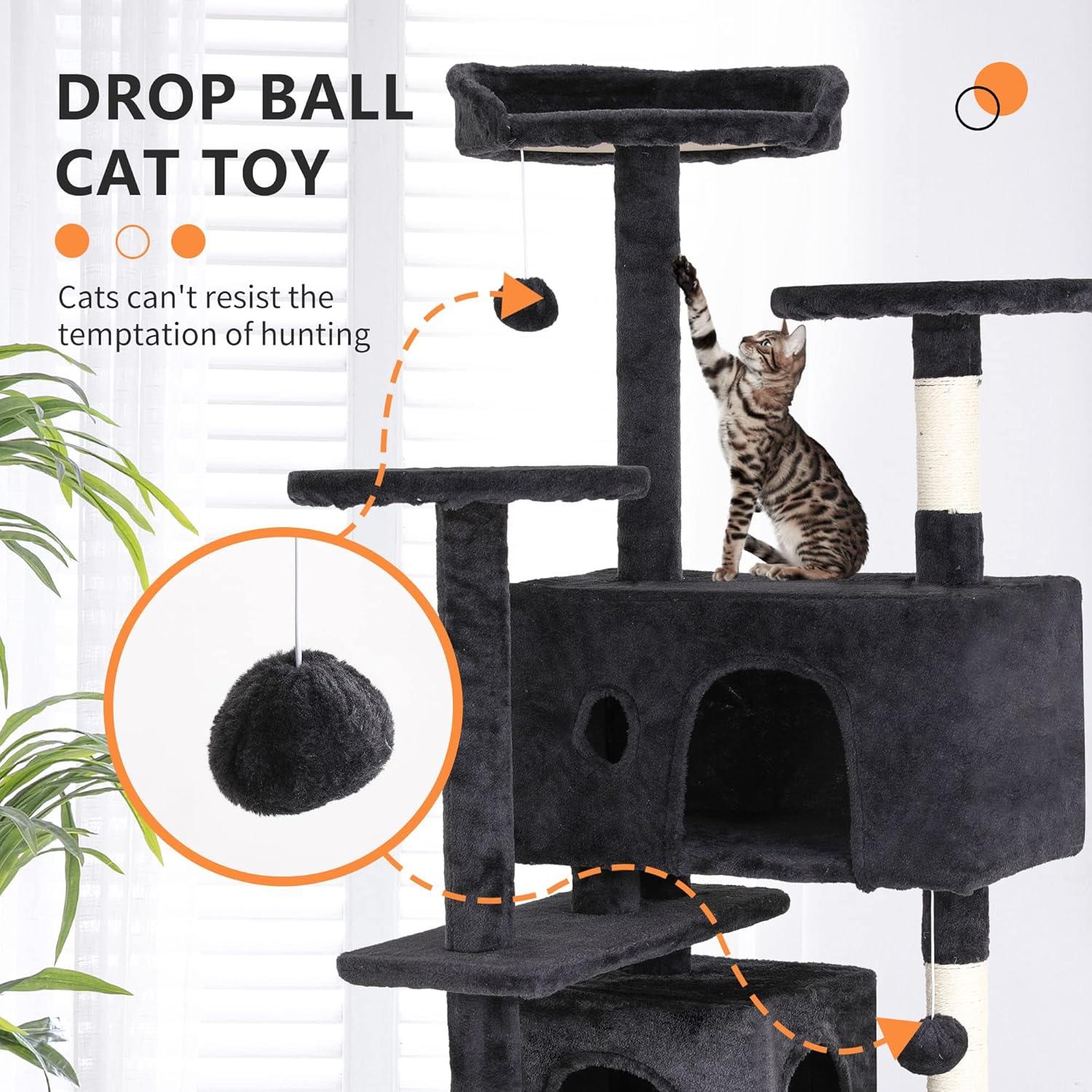 FDW 54in 70in Cat Tree Tower for Indoor Cats,Munlti-Level Cat Furiture Activity Center with Cat Scratching Posts for Kittens Pet Play House