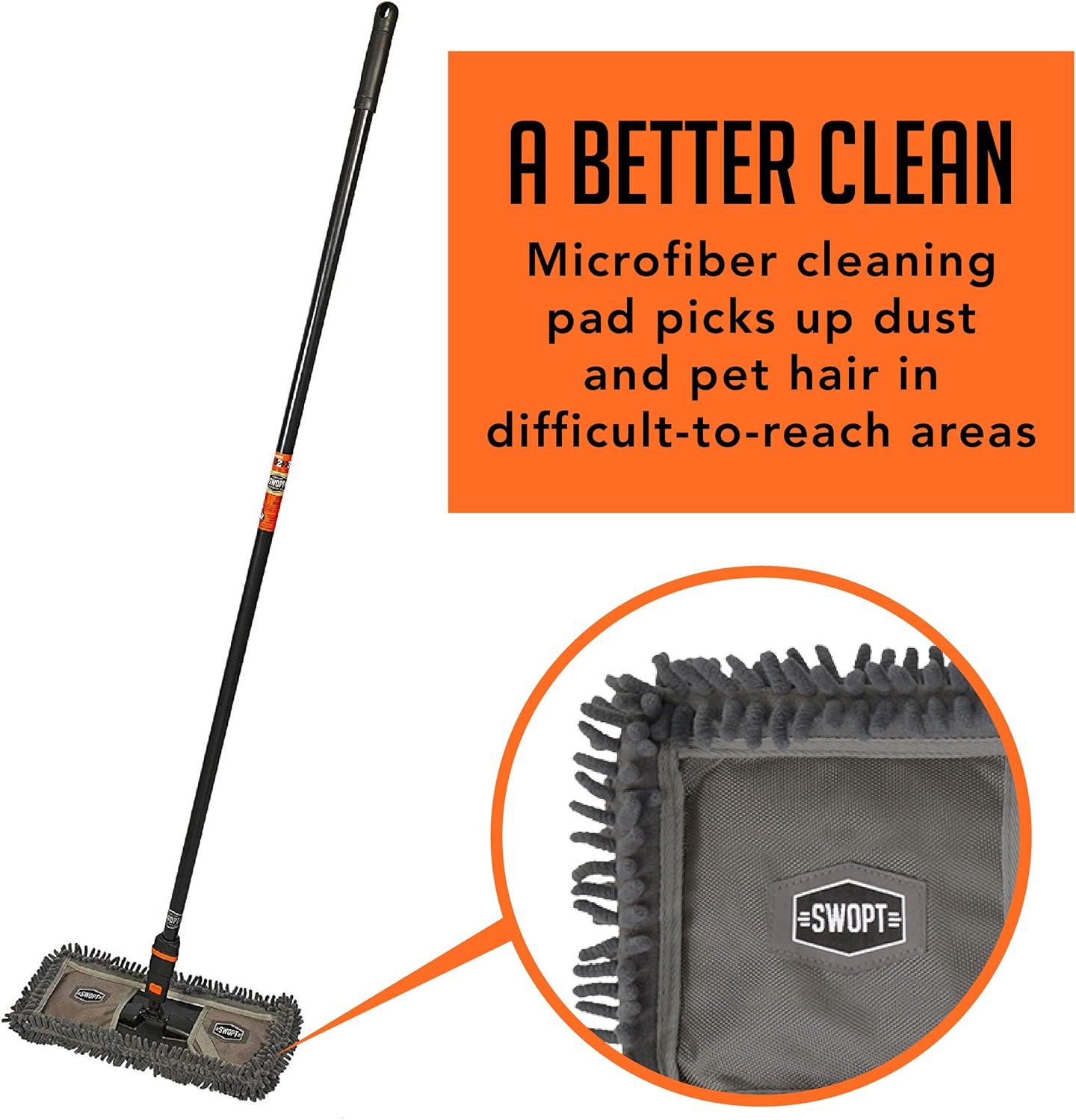 24" Gray Microfiber Dust Mop with 60" Steel Handle