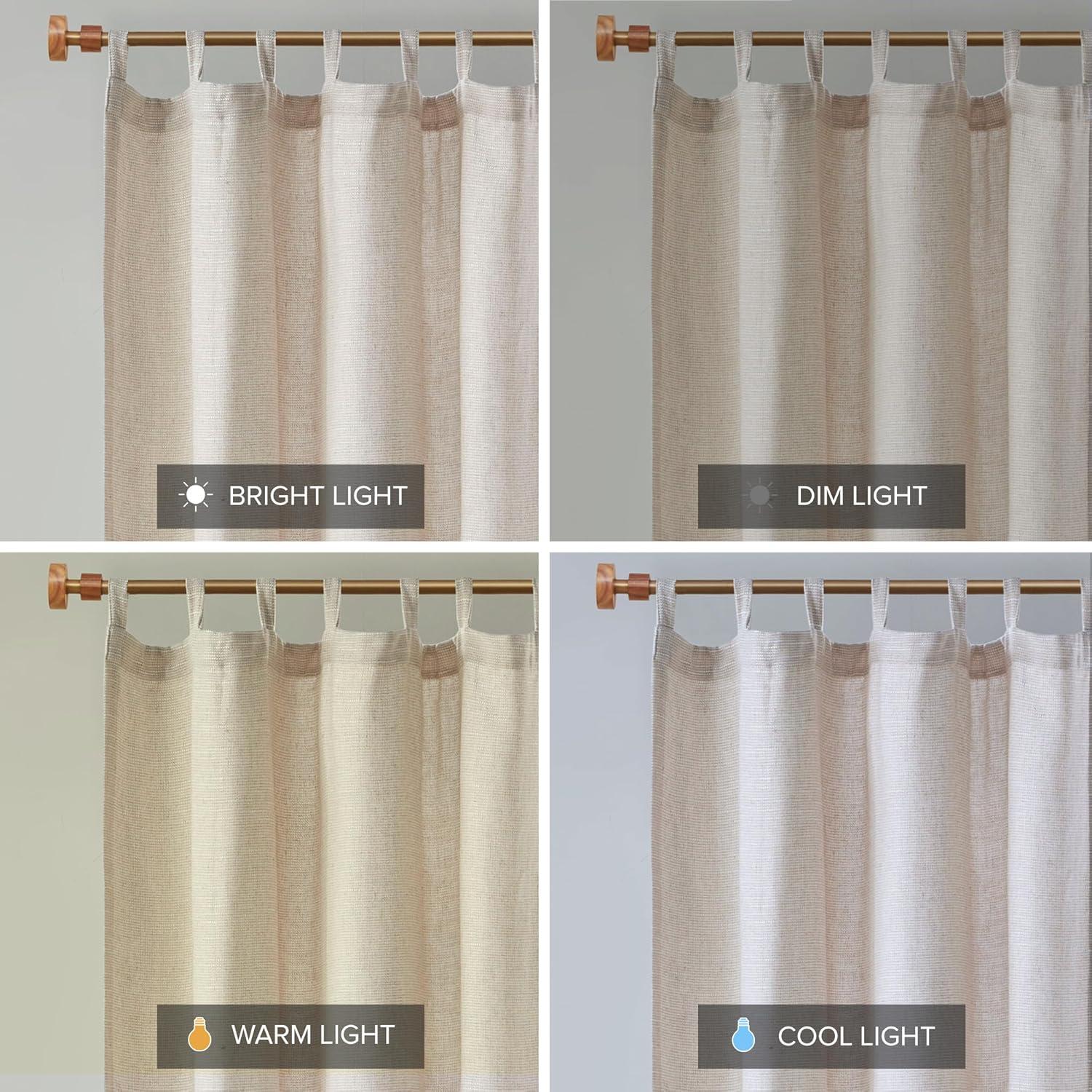 Natural Faux Linen Tab Top Light-Filtering Drapes