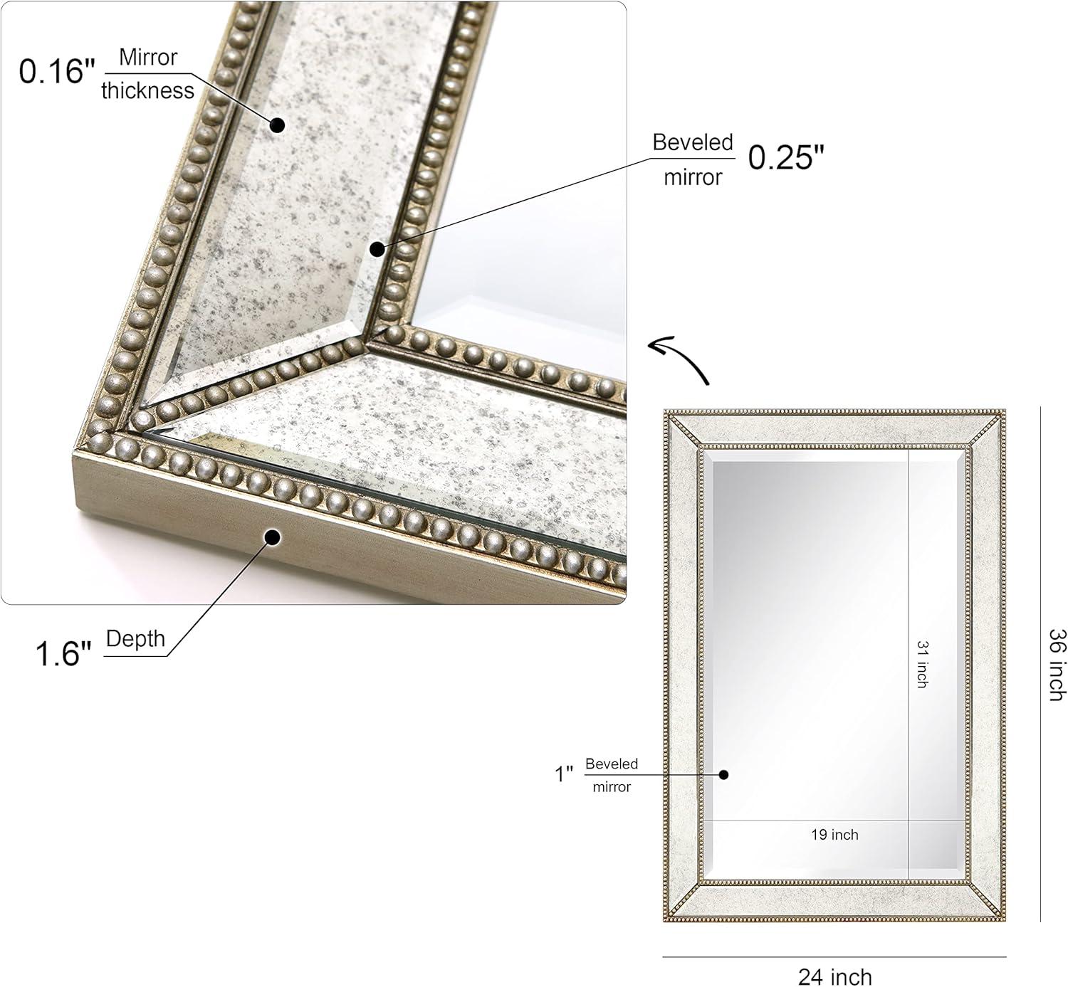 Champagne Bead Embossed Full Length Wall Mirror