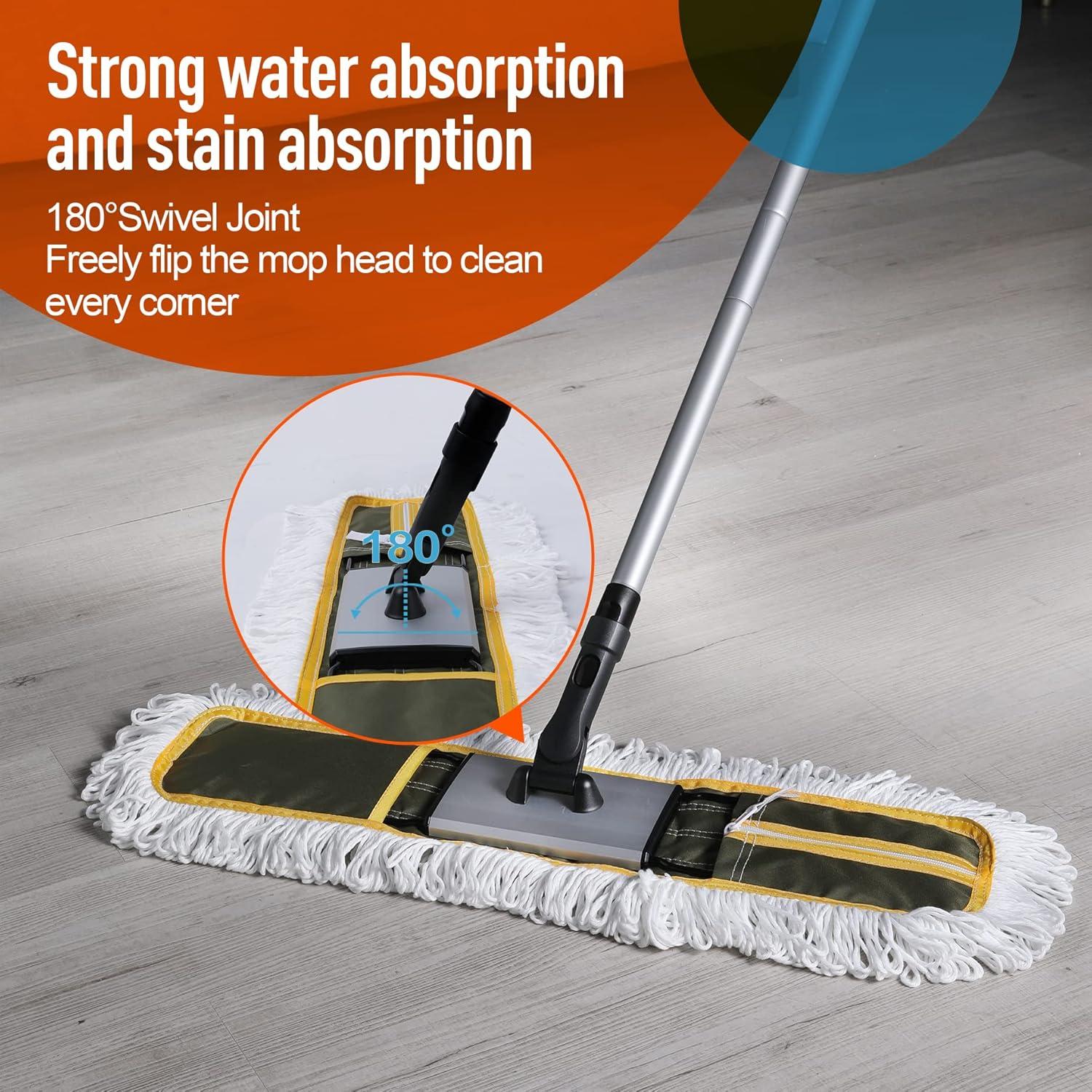 24" Green Microfiber Commercial Dust Mop with Extendable Handle