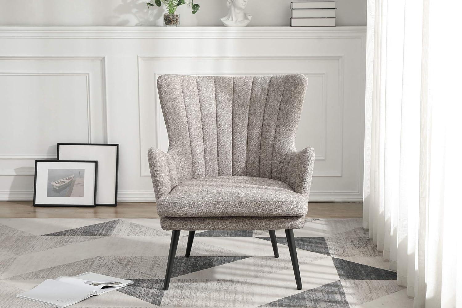 Jenson Accent Chair with Cappuccino Fabric and Grey Legs