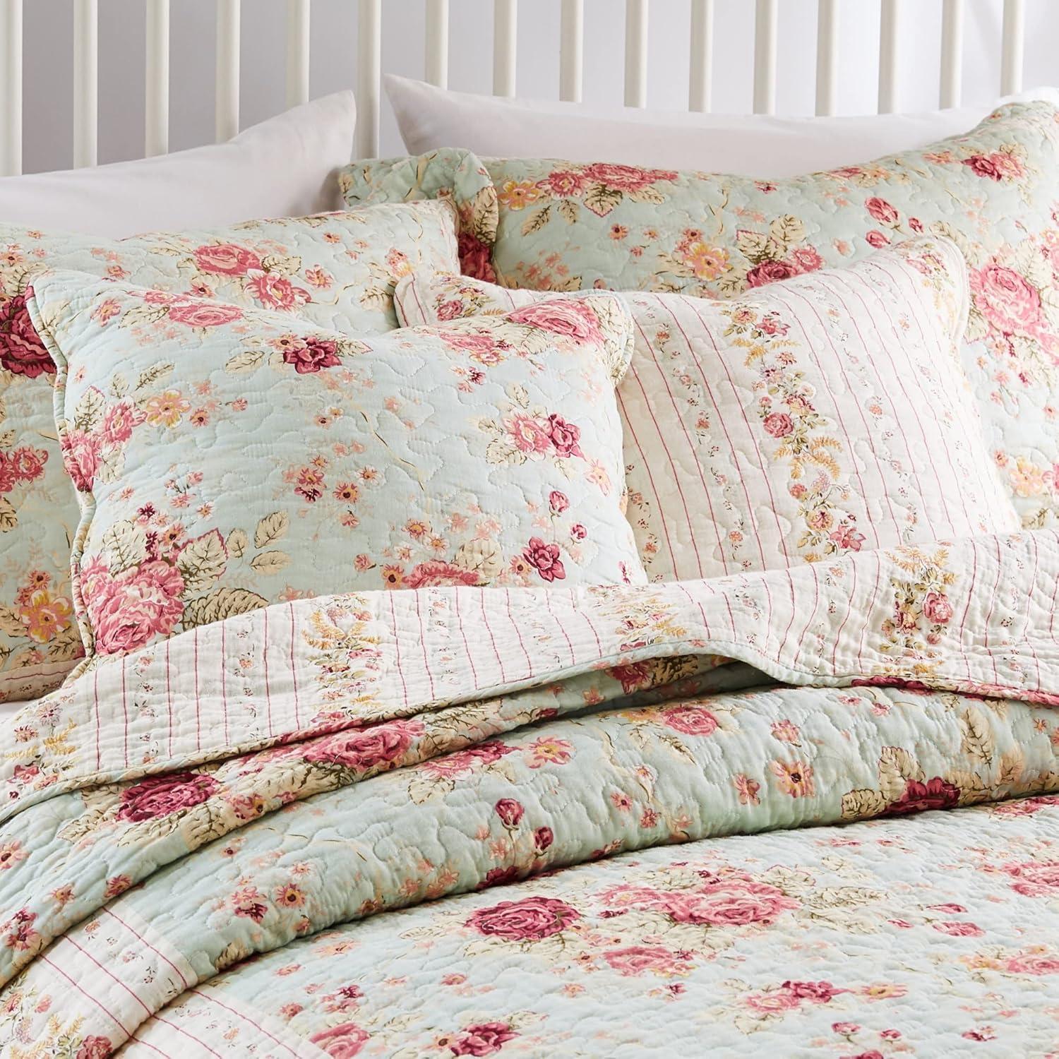 Antique Rose Cotton Throw Pillow Set (Set of 2)