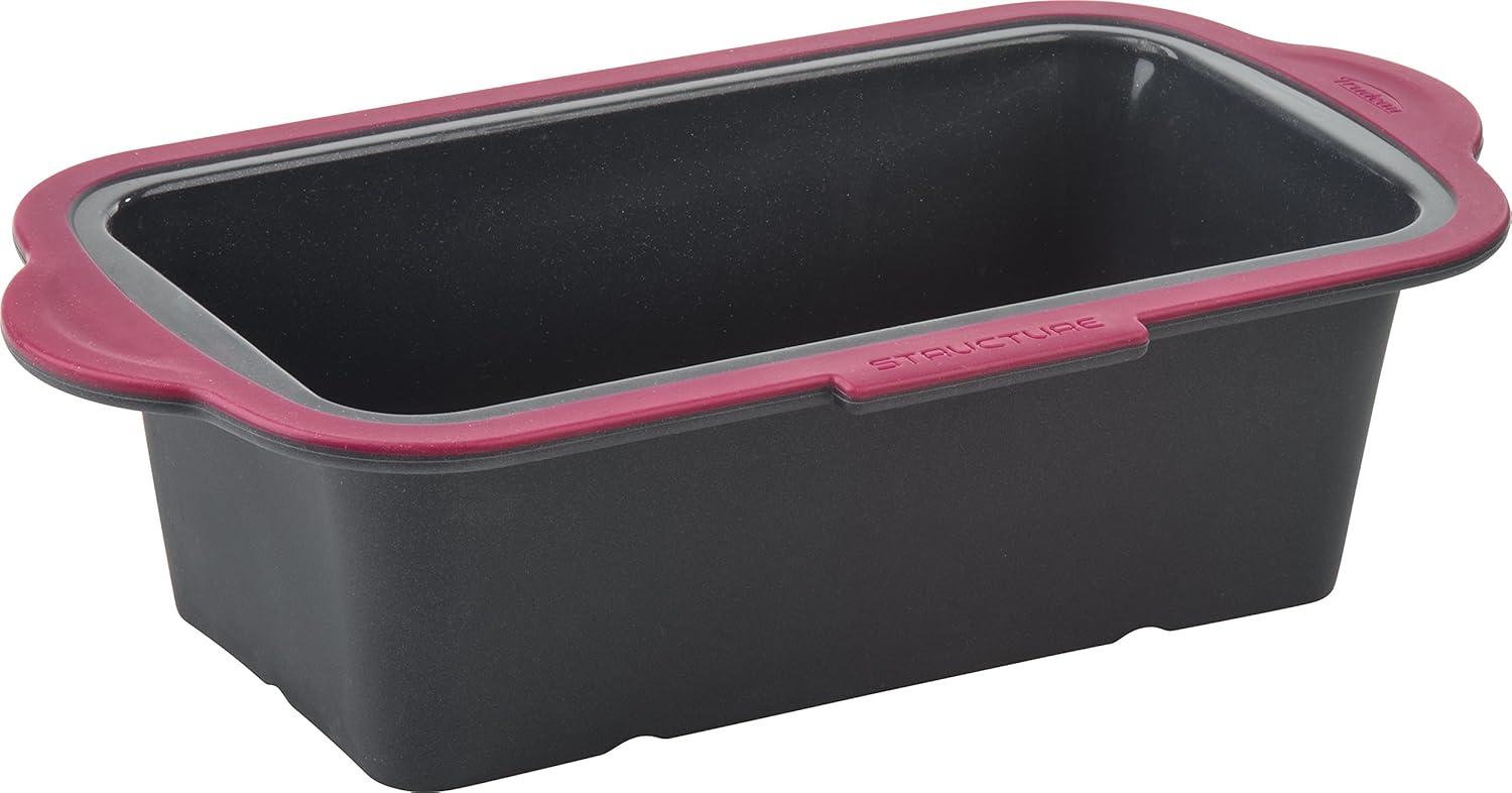 Trudeau Structure Silicone Pro 8.5 x 4.5-Inch Loaf Pan, Gray/Pink