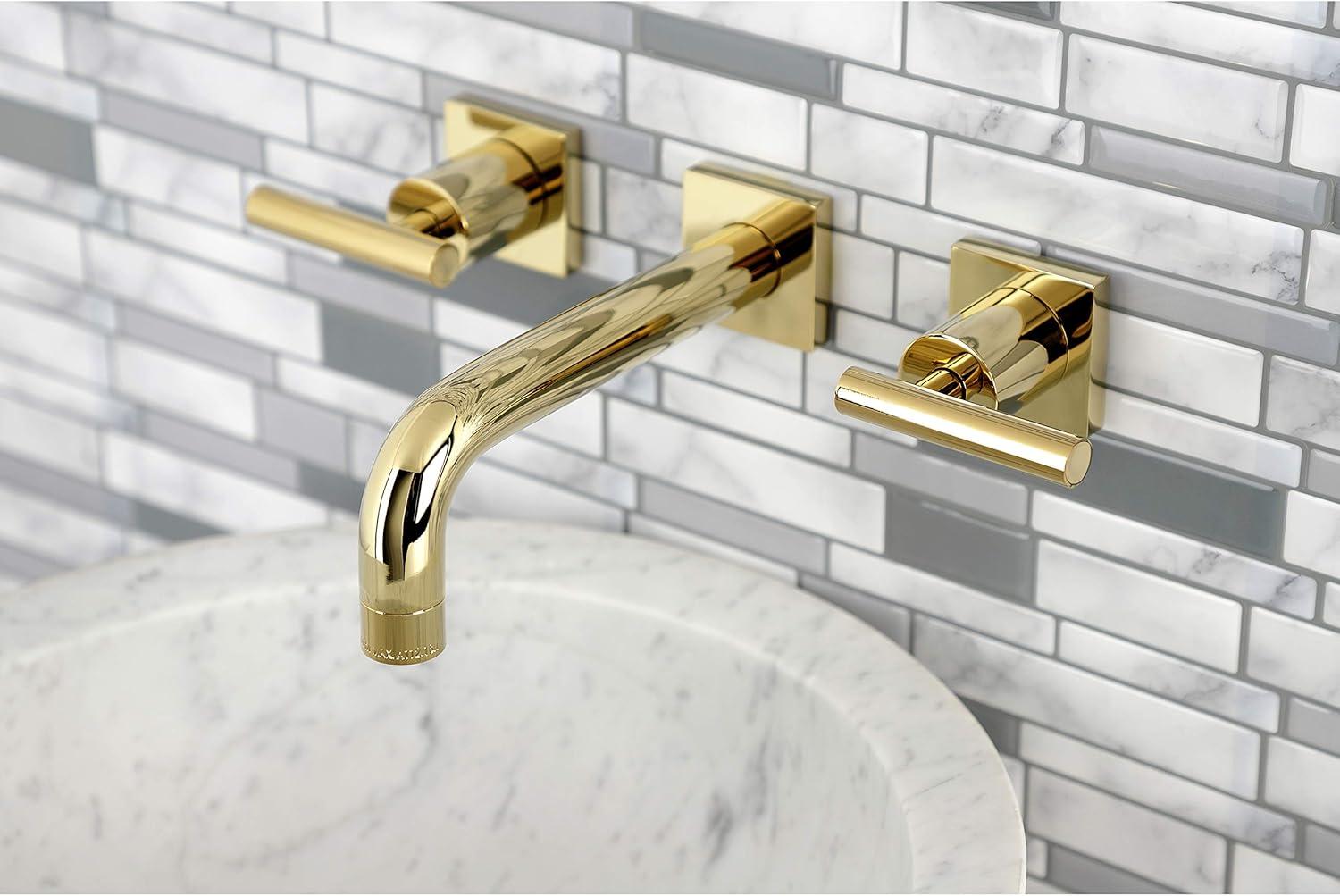 Manhattan Elegance Antique Brass 12.5" Wall Mount Bathroom Faucet