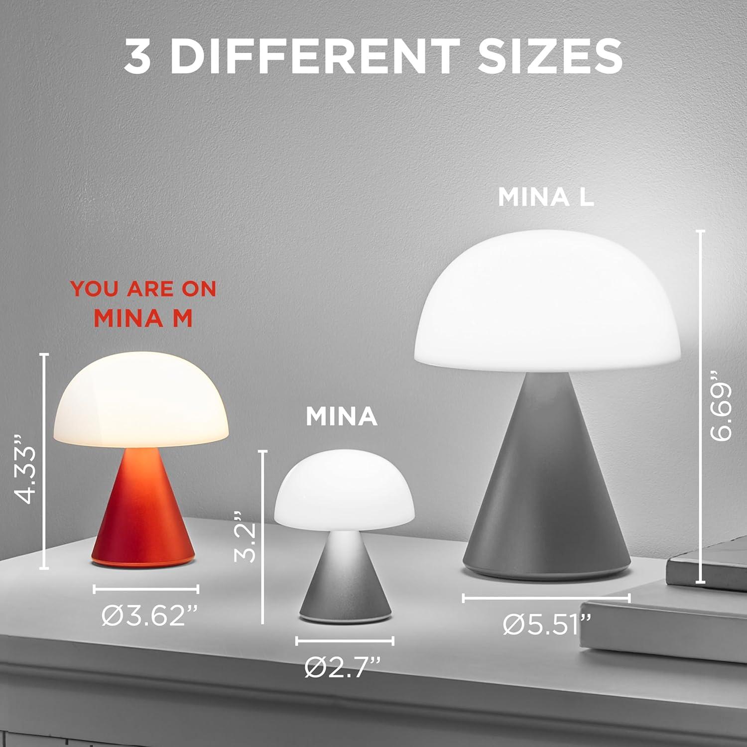 Lexon Mina M Mushroom Lamp - Portable Bedside Light for Bedrooms, Kids & Nursery - 9 LED Color Rechargeable Table Lamp with 24h Light & Dimmer, Medium - Dark Blue