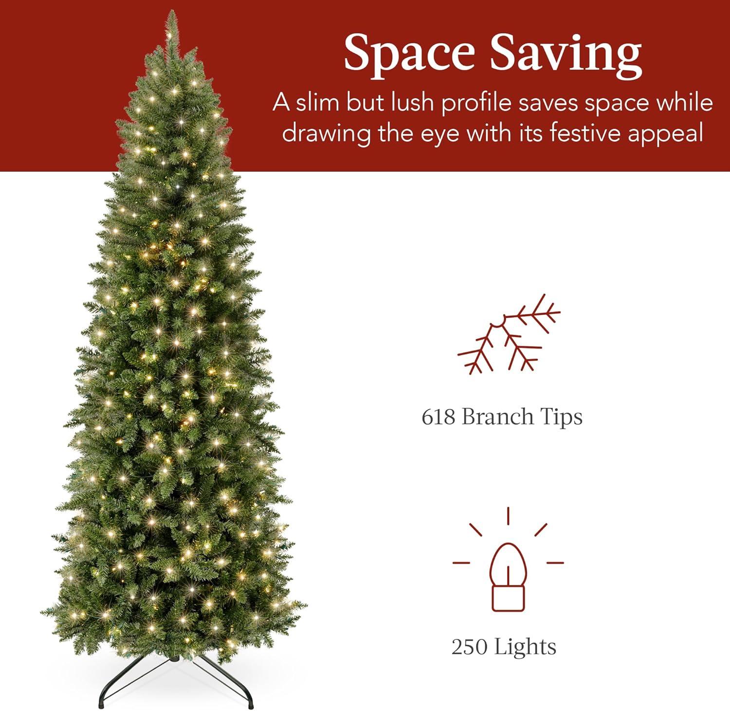 Best Choice Products Pre-Lit Spruce Pencil Christmas Tree w/ Incandescent Lights