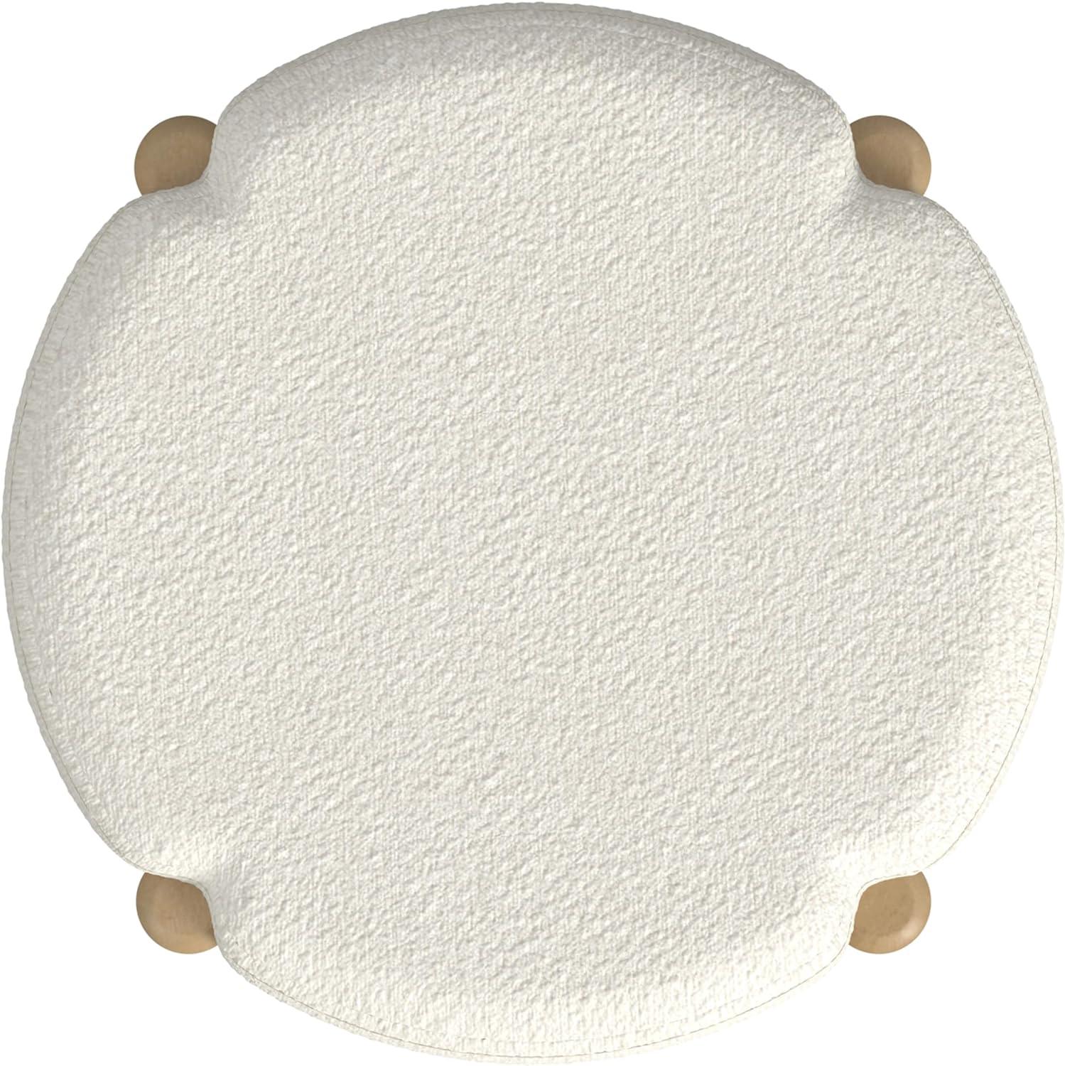 Luna Boucle Ottoman Cream - HomePop: Round, Upholstered, Wood Frame, No Assembly Required