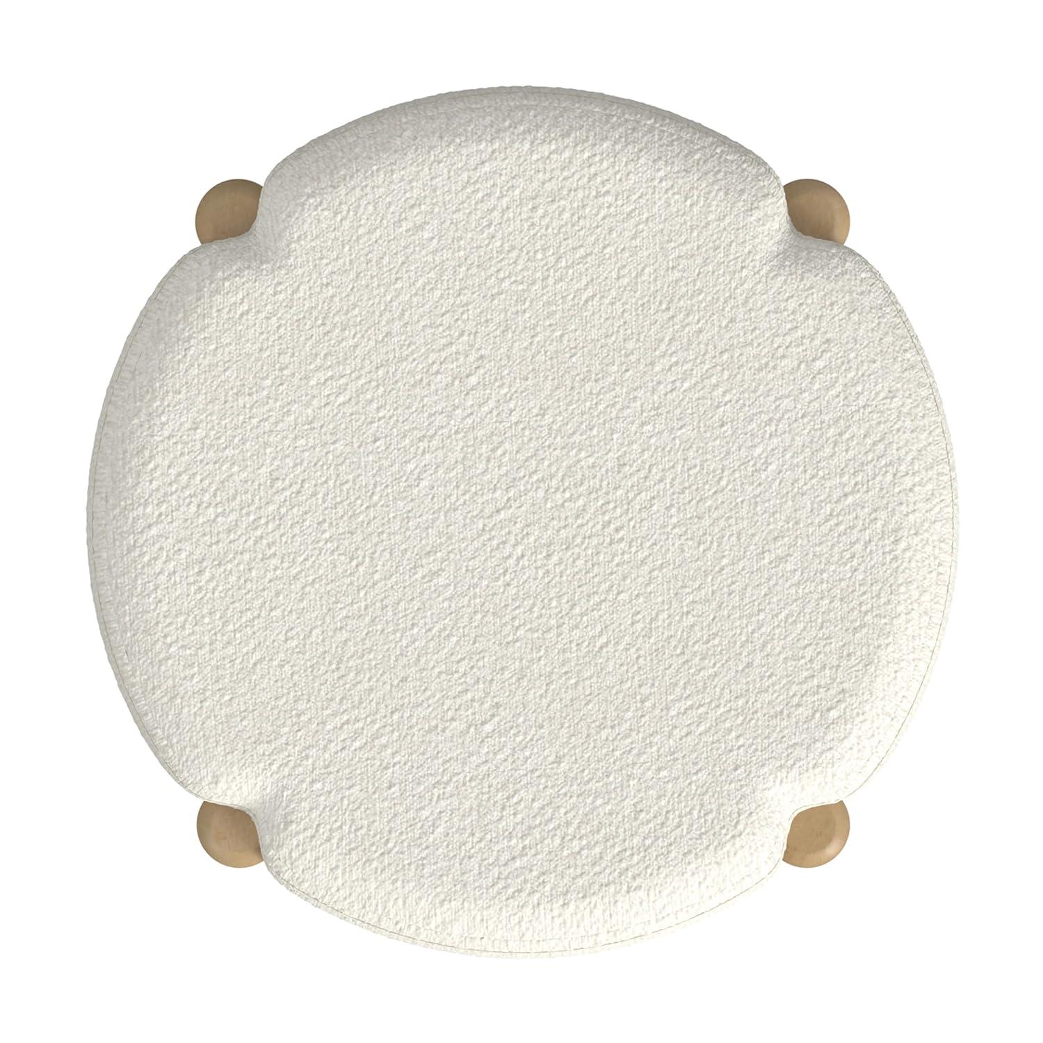 George Oliver Modern Round Ottoman Home Décor|Ottoman For Living Room & Bedroom - Cream Boucle