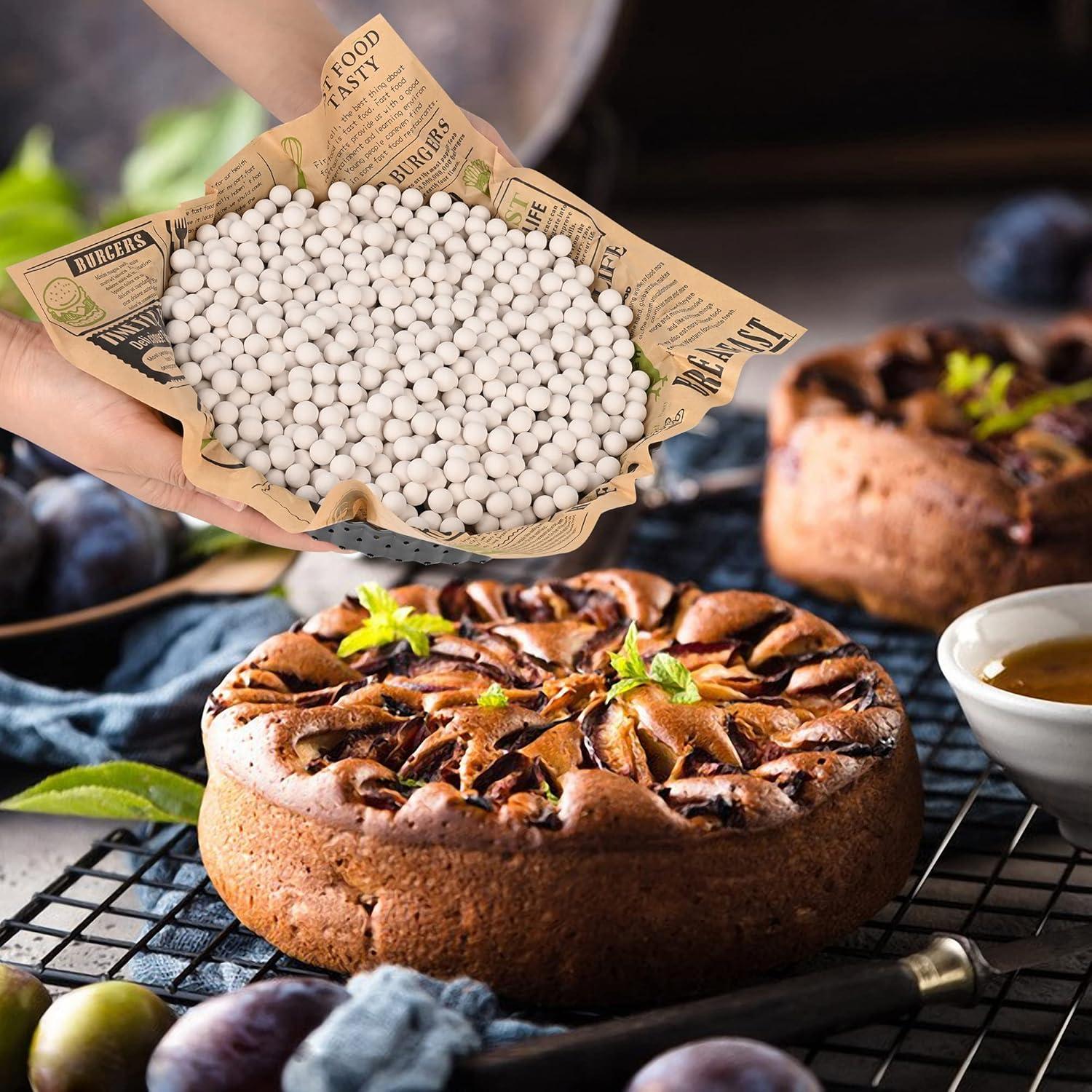 White Ceramic Pie Weights with Bamboo Lid Jar