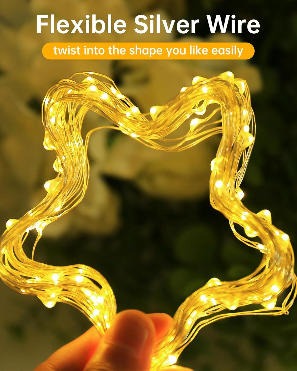 Warm White USB Powered LED Fairy String Lights 33ft 2 Pack