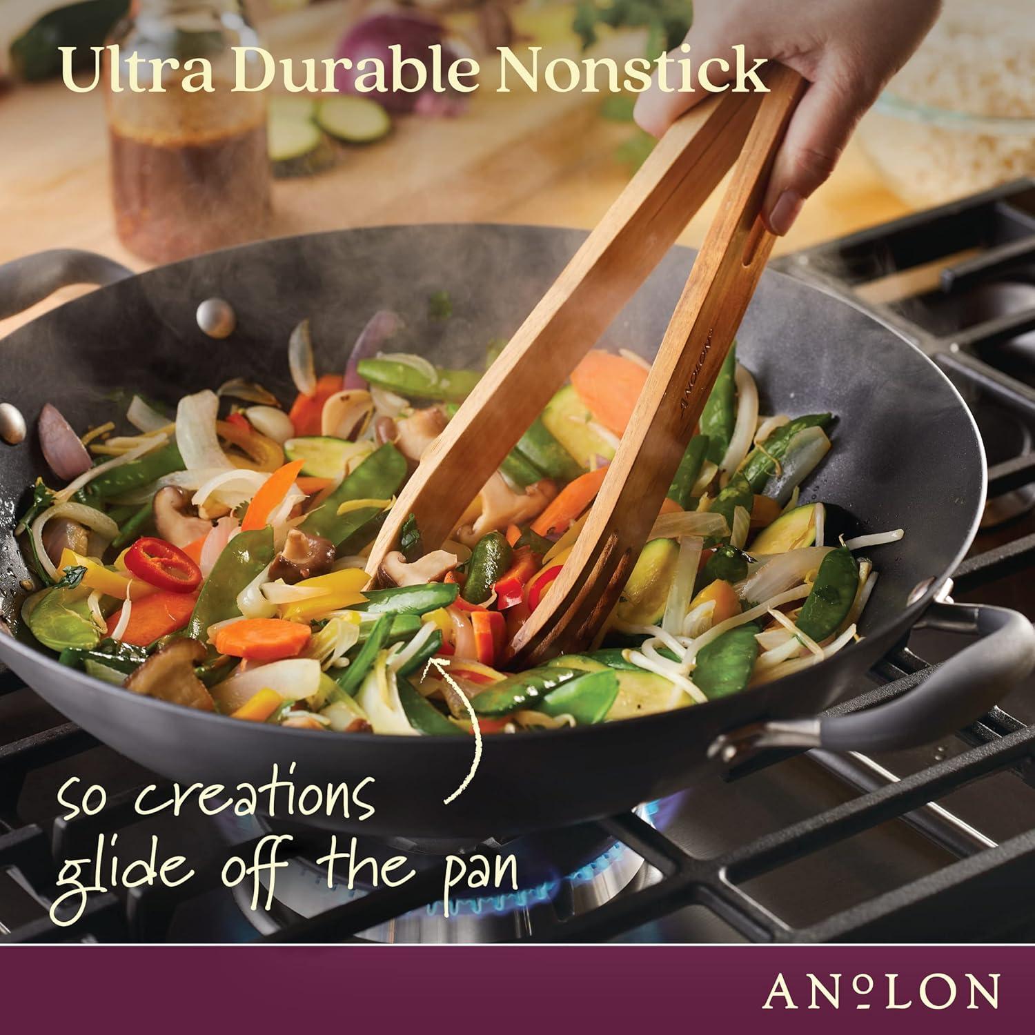 14-Inch Moonstone Hard Anodized Nonstick Wok with Lid