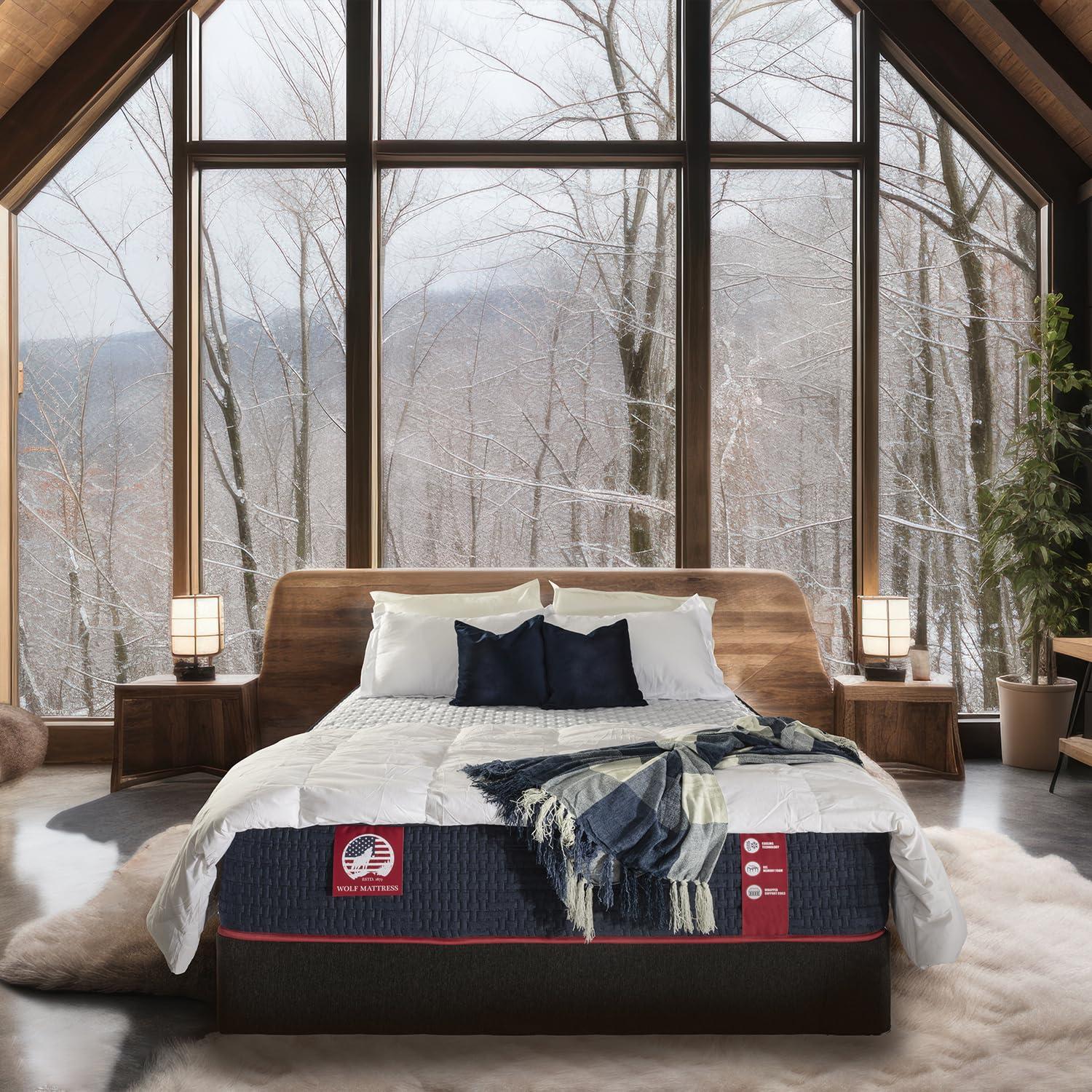 Wolf Queen Mattress - 12-Inch Medium Firm Memory Foam Hybrid Mattress with 7 Layers, Individually Wrapped Coil, Cooling Design, 101-Night Trial, Provides the Right Level of Comfort and Support