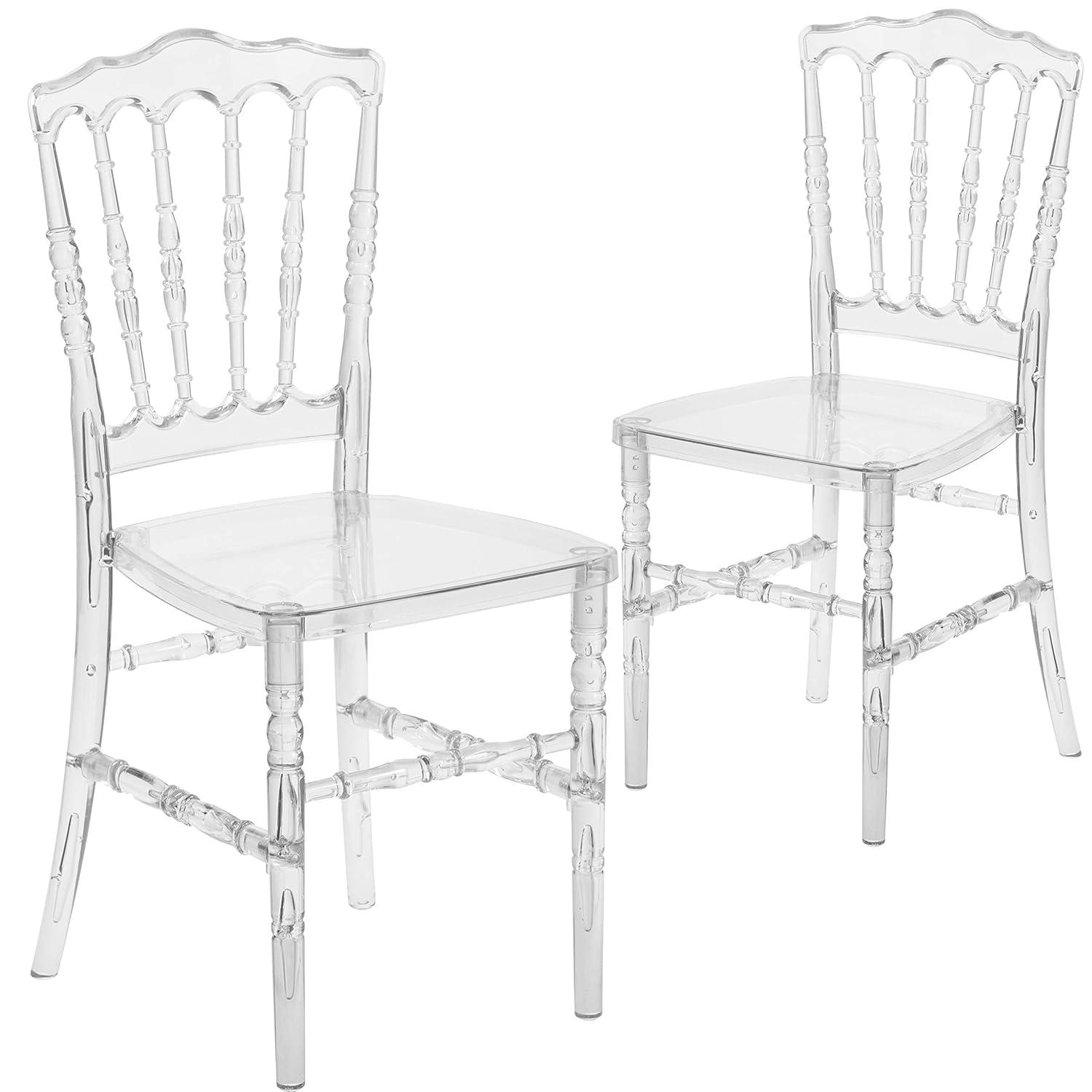 Flash Furniture Wintour Crystal Ice Napoleon Stacking Chair - Event Seating - Hospitality Seating (Set of 2)