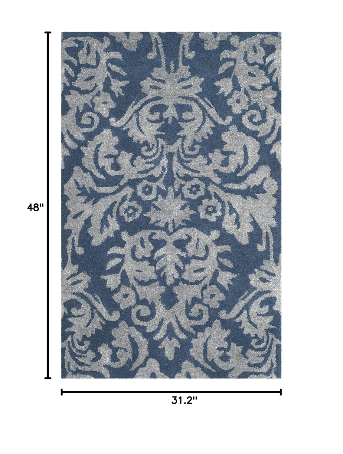 Bella BEL156 Hand Tufted Accent Rug - Navy/Grey - 2'6"x4' - Safavieh.