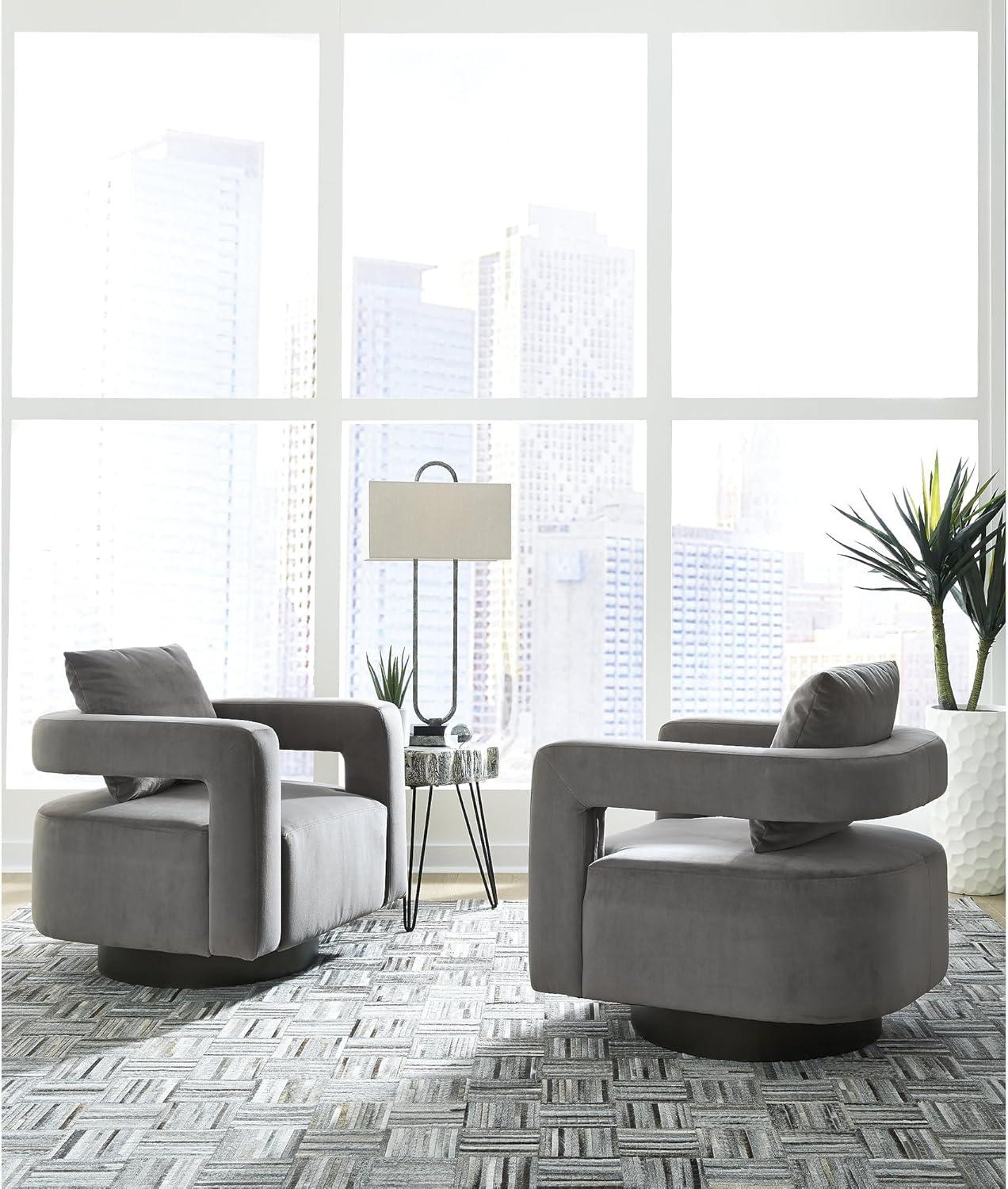 Signature Design by Ashley Contemporary Alcoma Swivel Accent Chair  Otter